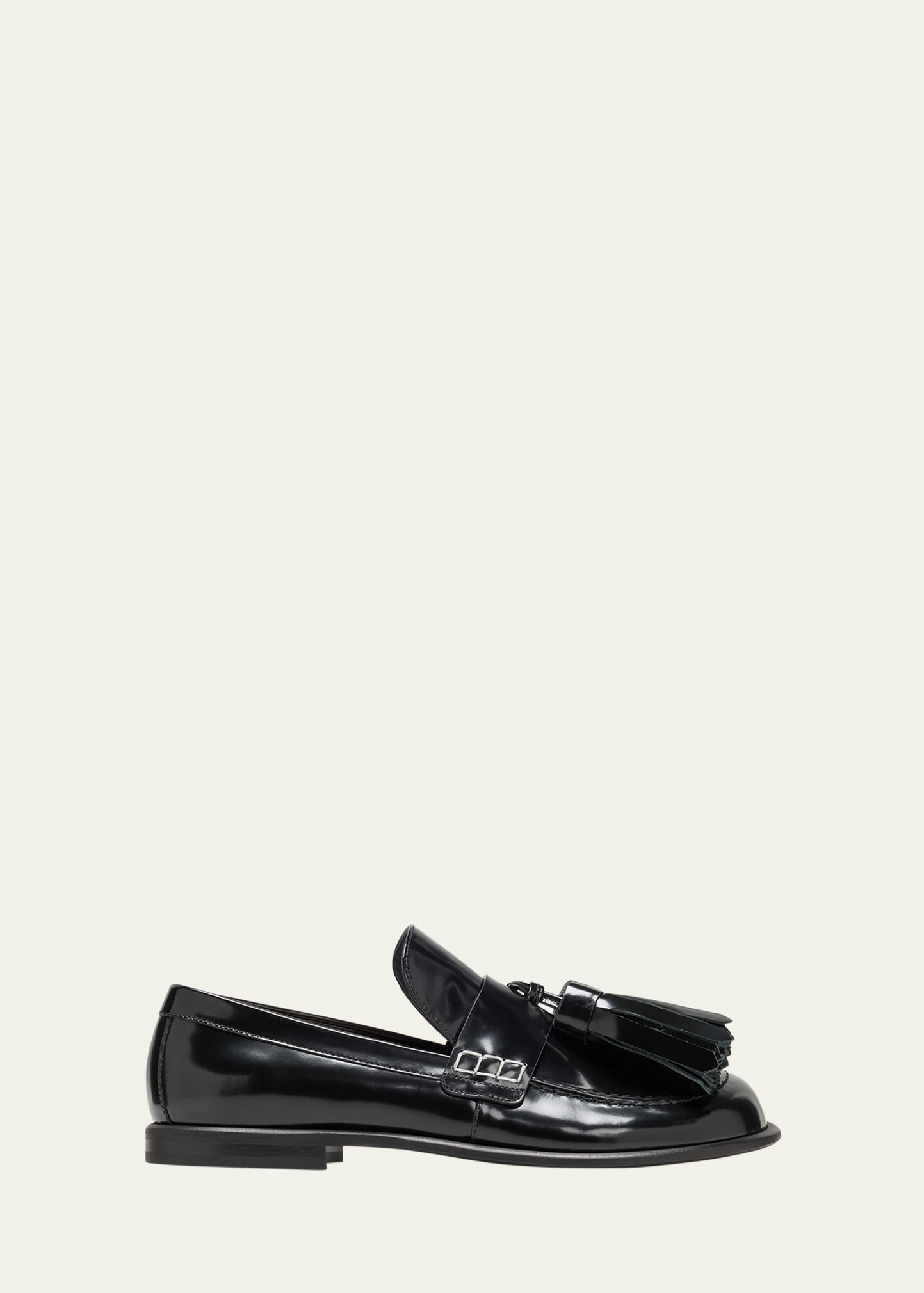 Shop Jw Anderson Glossy Leather Tassel Loafers In Black