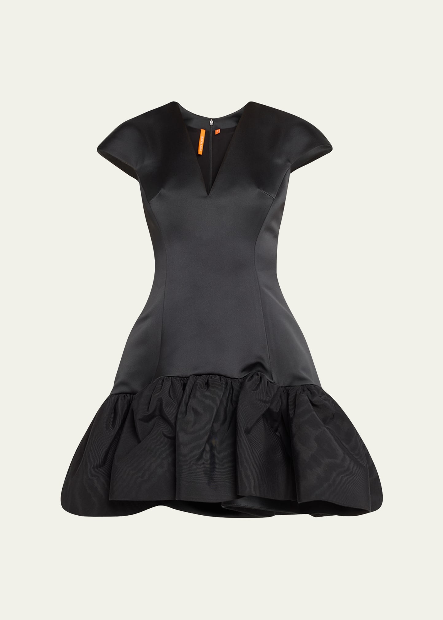 Cap Sleeve Flared Mini Dress, Black