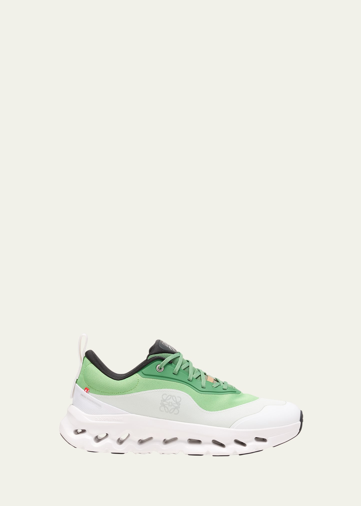 Loewe X On Men's Cloudtilt 2 Knit Low-top Sneakers In Green/white