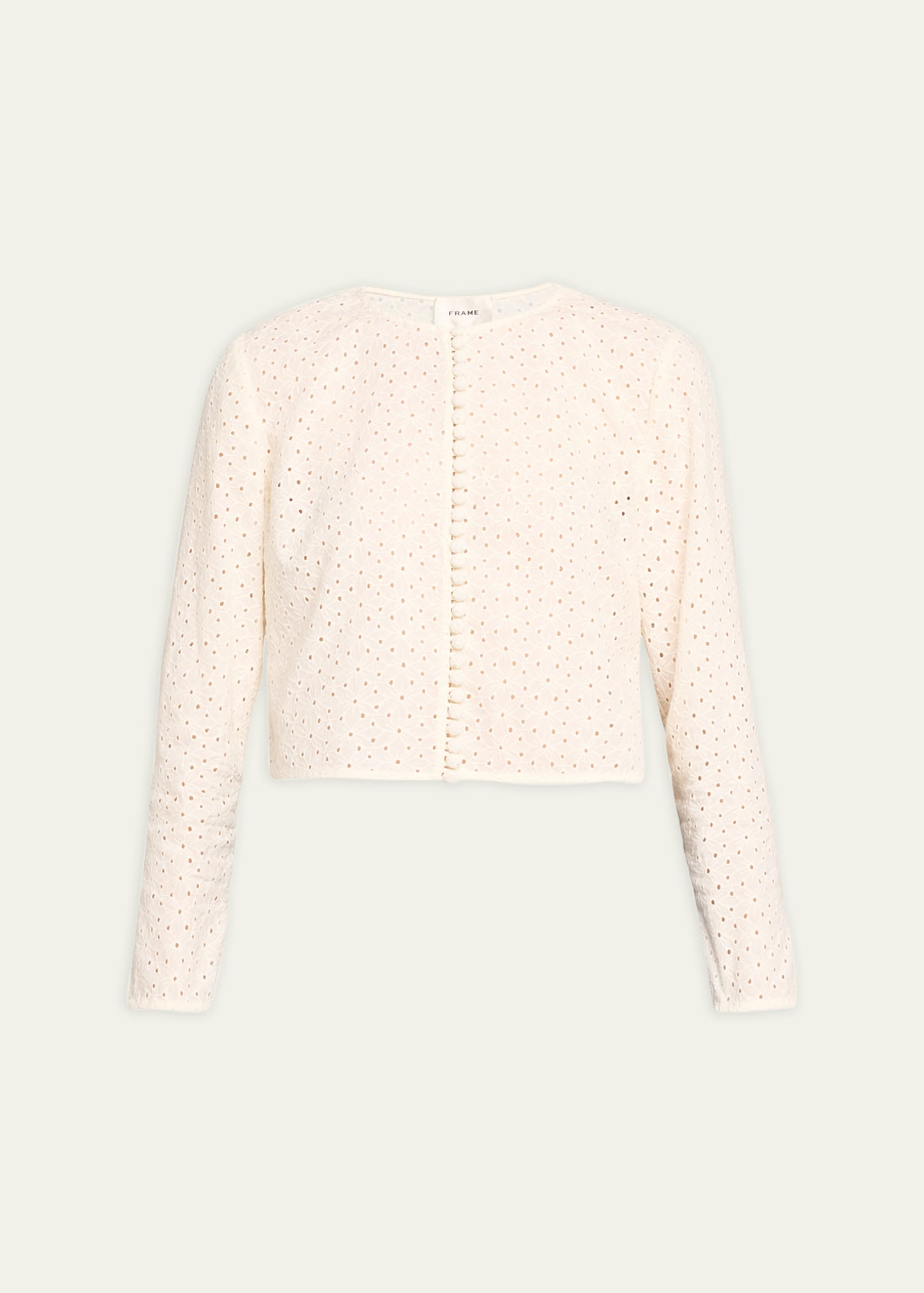 Frame Cropped Eyelet Cotton Jacket In Neutral