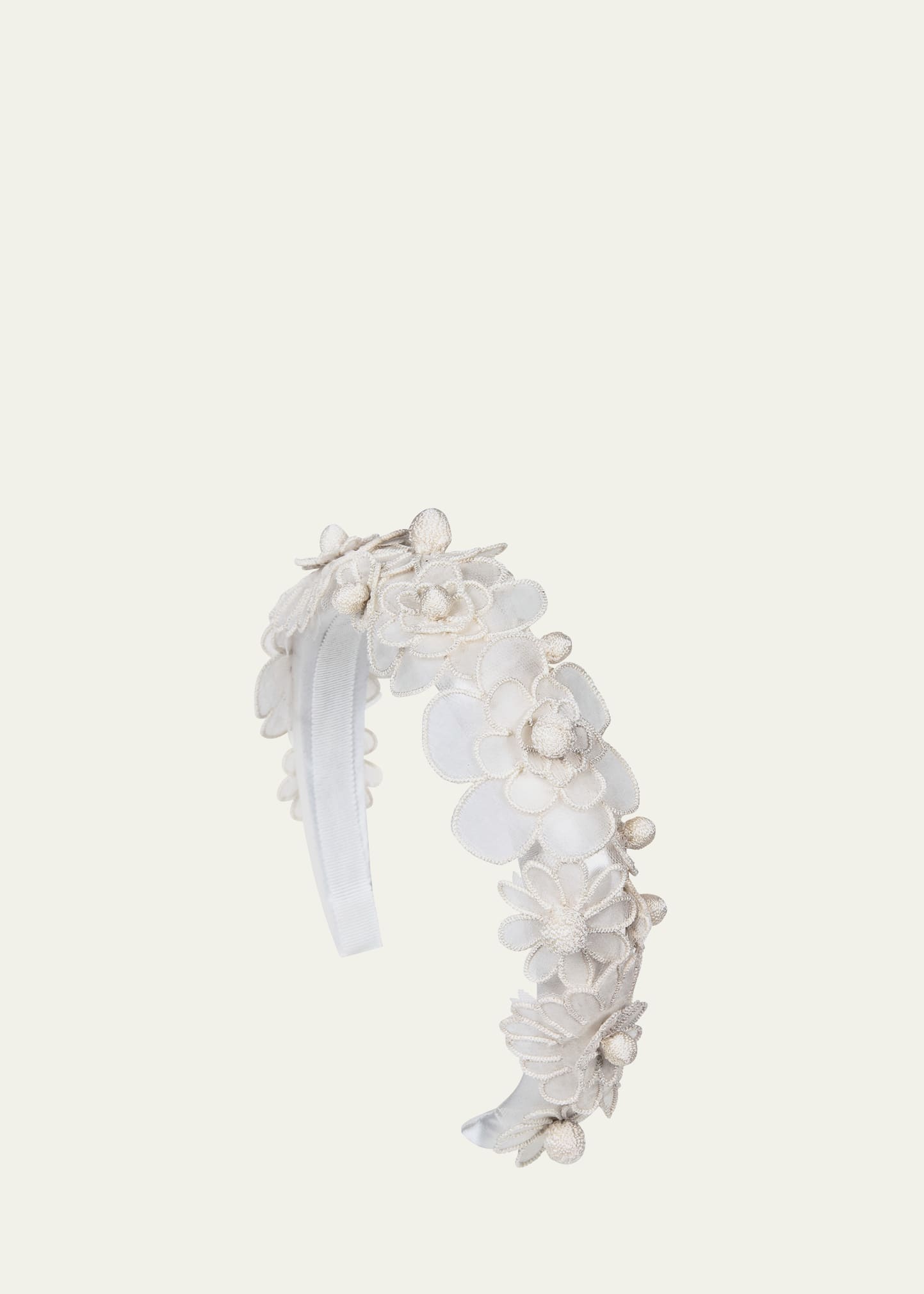 Jennifer Behr Susanna Floral Silk Headband In White