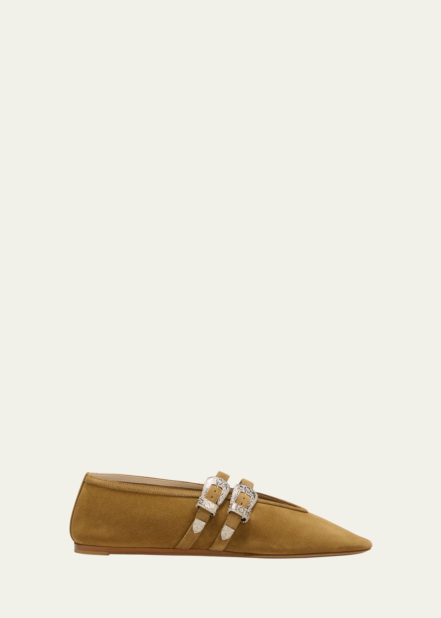 Le Monde Beryl Claudia Suede Western Buckle Ballerina Flats In Brown