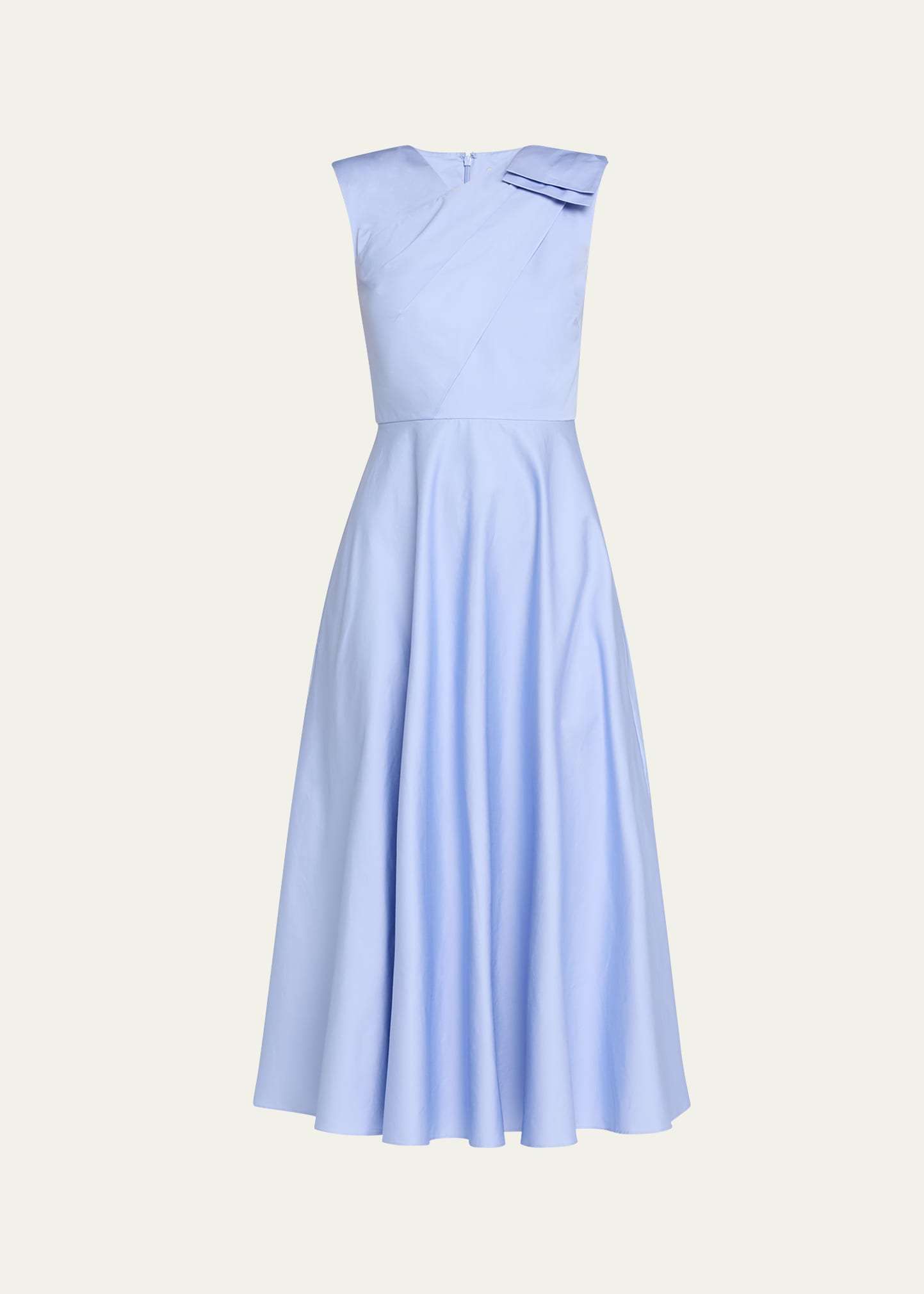 Cotton Poplin Midi Dress with Bow Detail