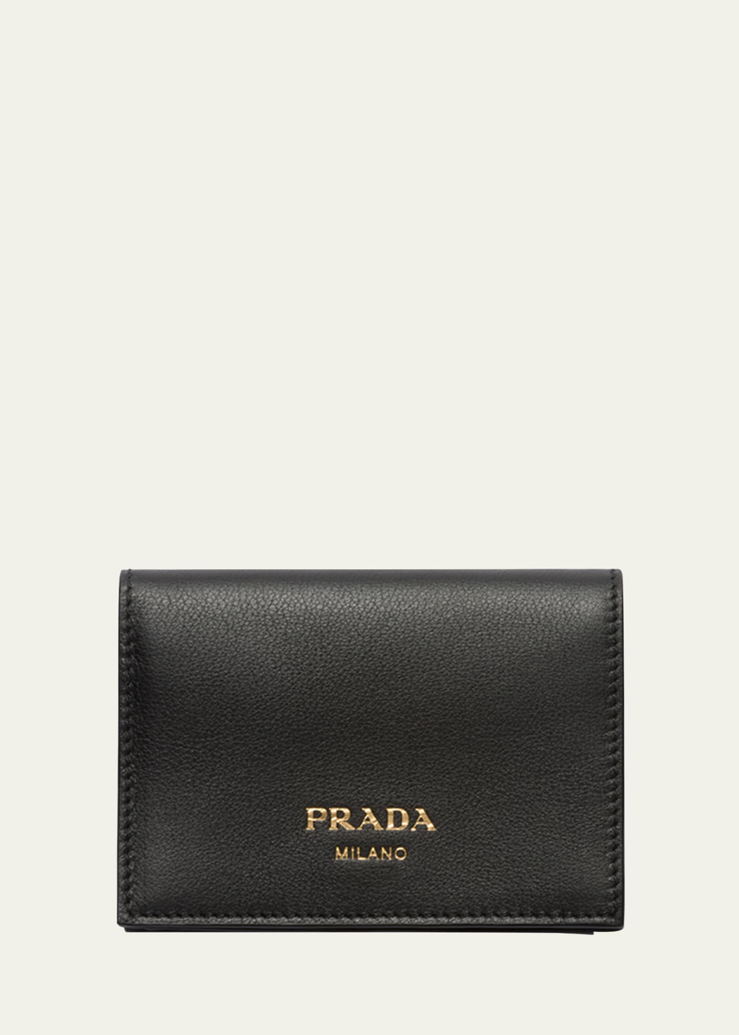 Shop Prada Calf Leather Compact Wallet In F0002 Nero