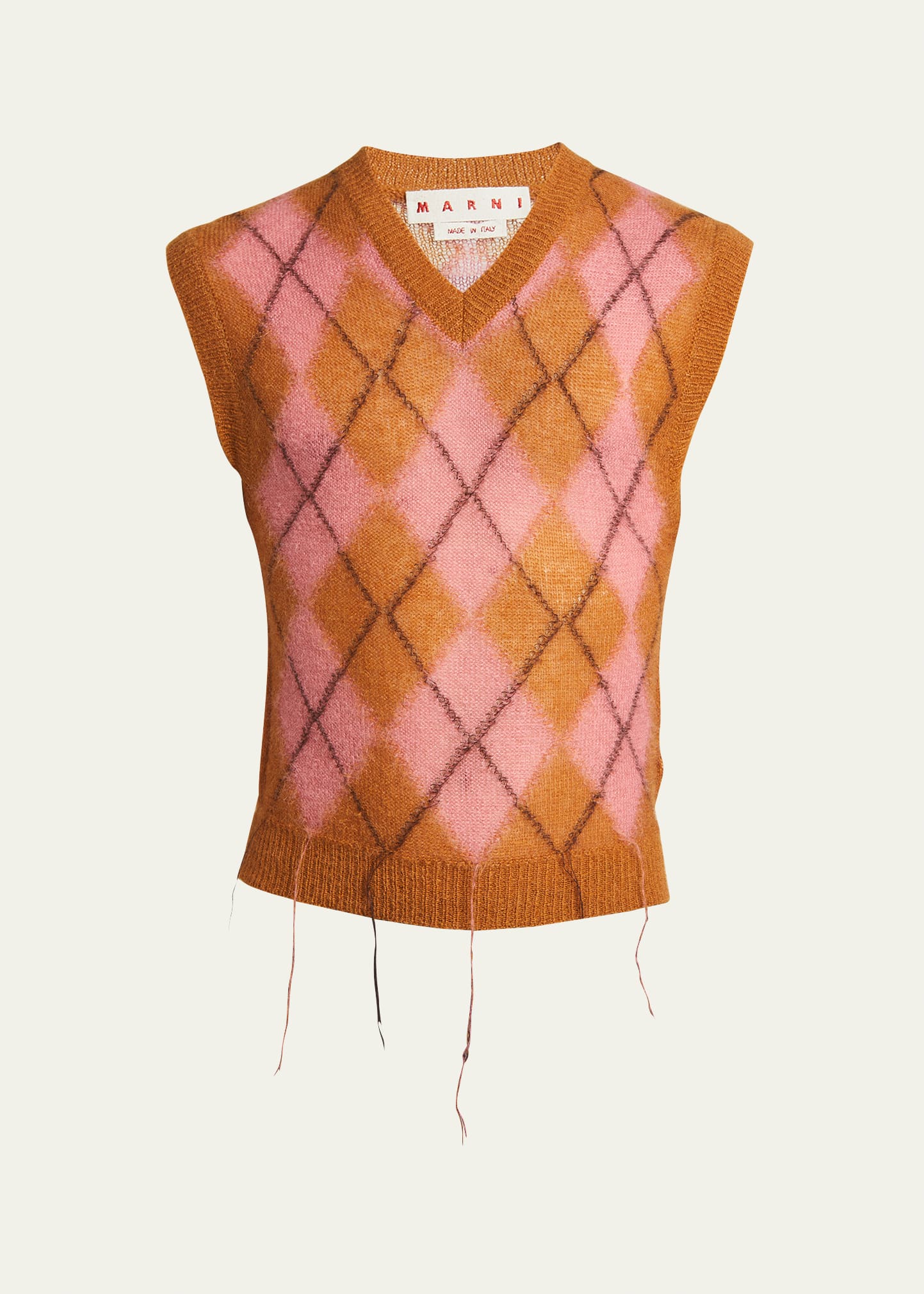 Marni Men's Argyle V-neck Sweater Vest In Multi