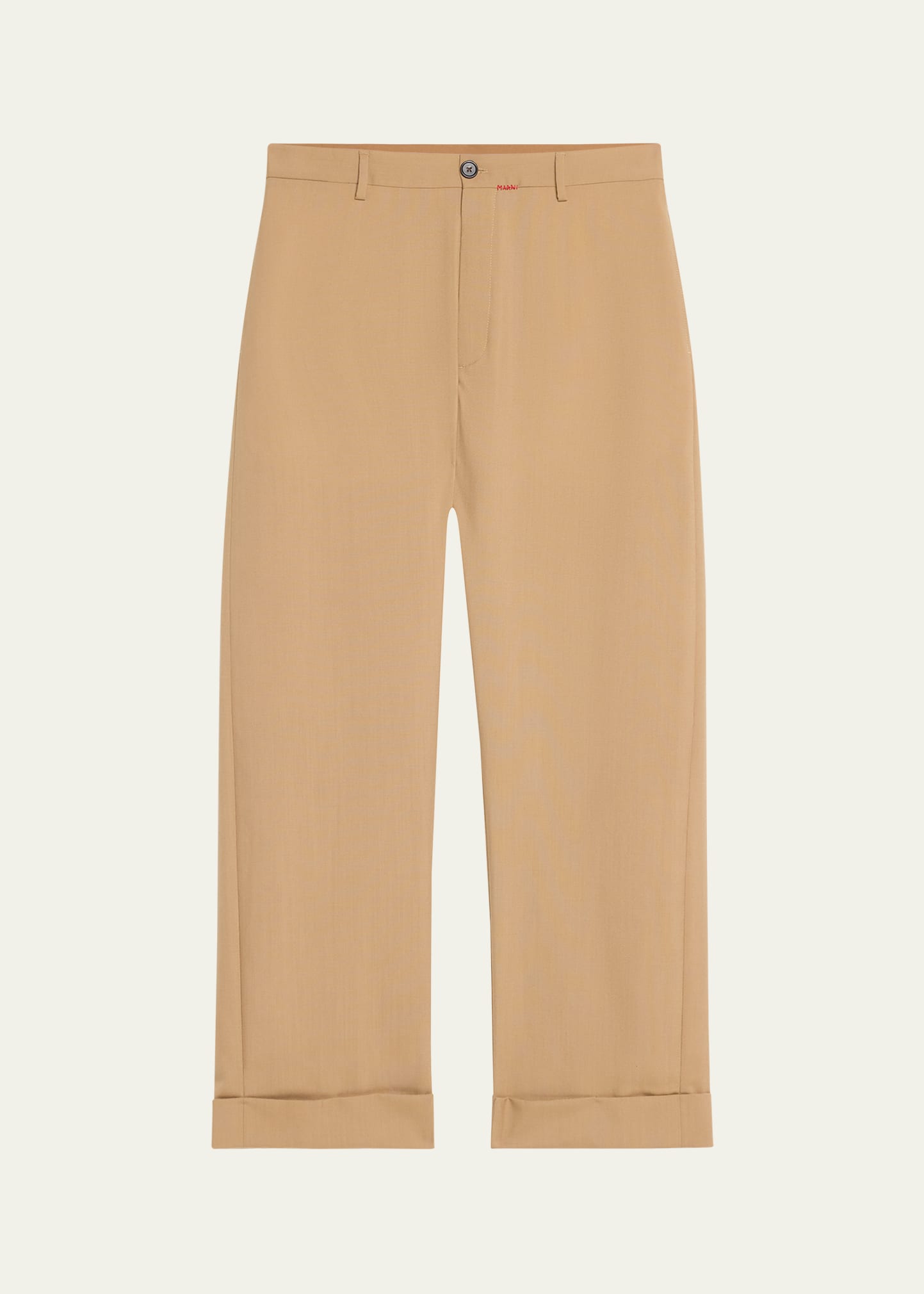 Marni Men's Tropical Wool Wide-leg Pants In Brown