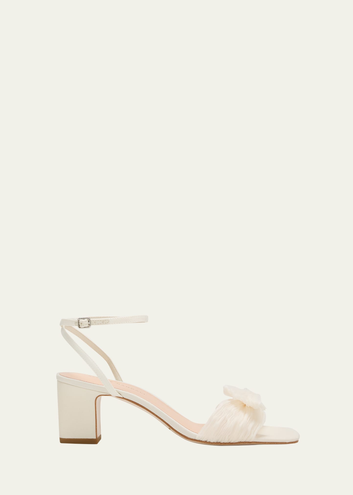Kimora Pleated Bow Ankle-Strap Sandals
