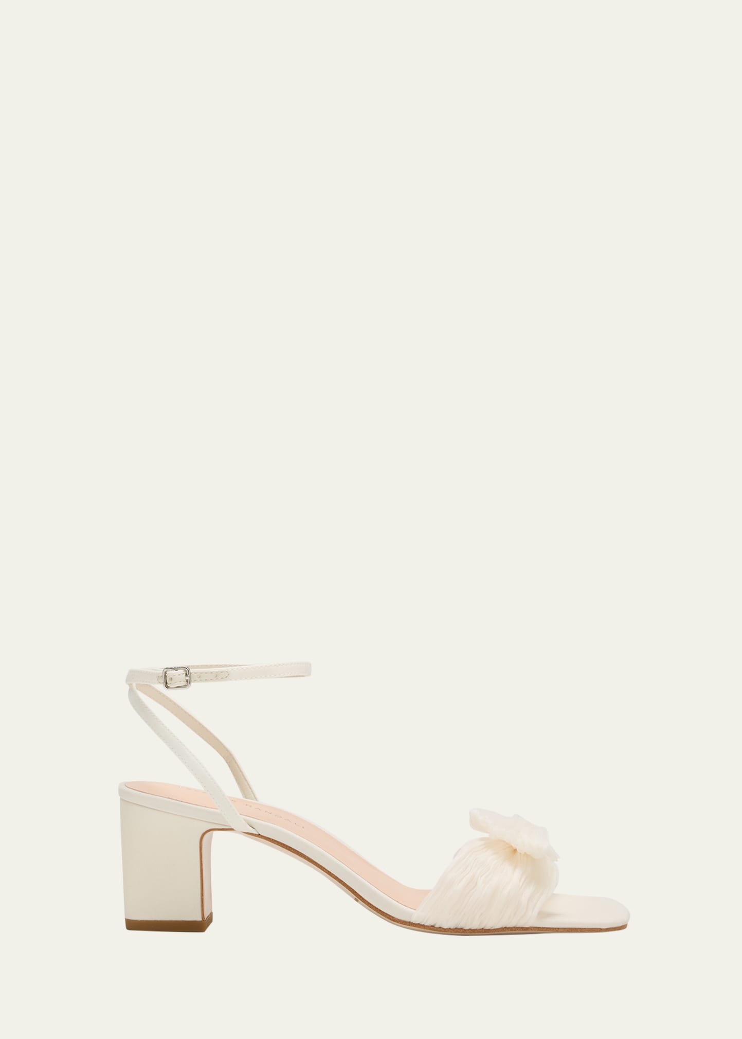 Loeffler Randall Kimora Pleated Bow Ankle-strap Sandals In Pearl