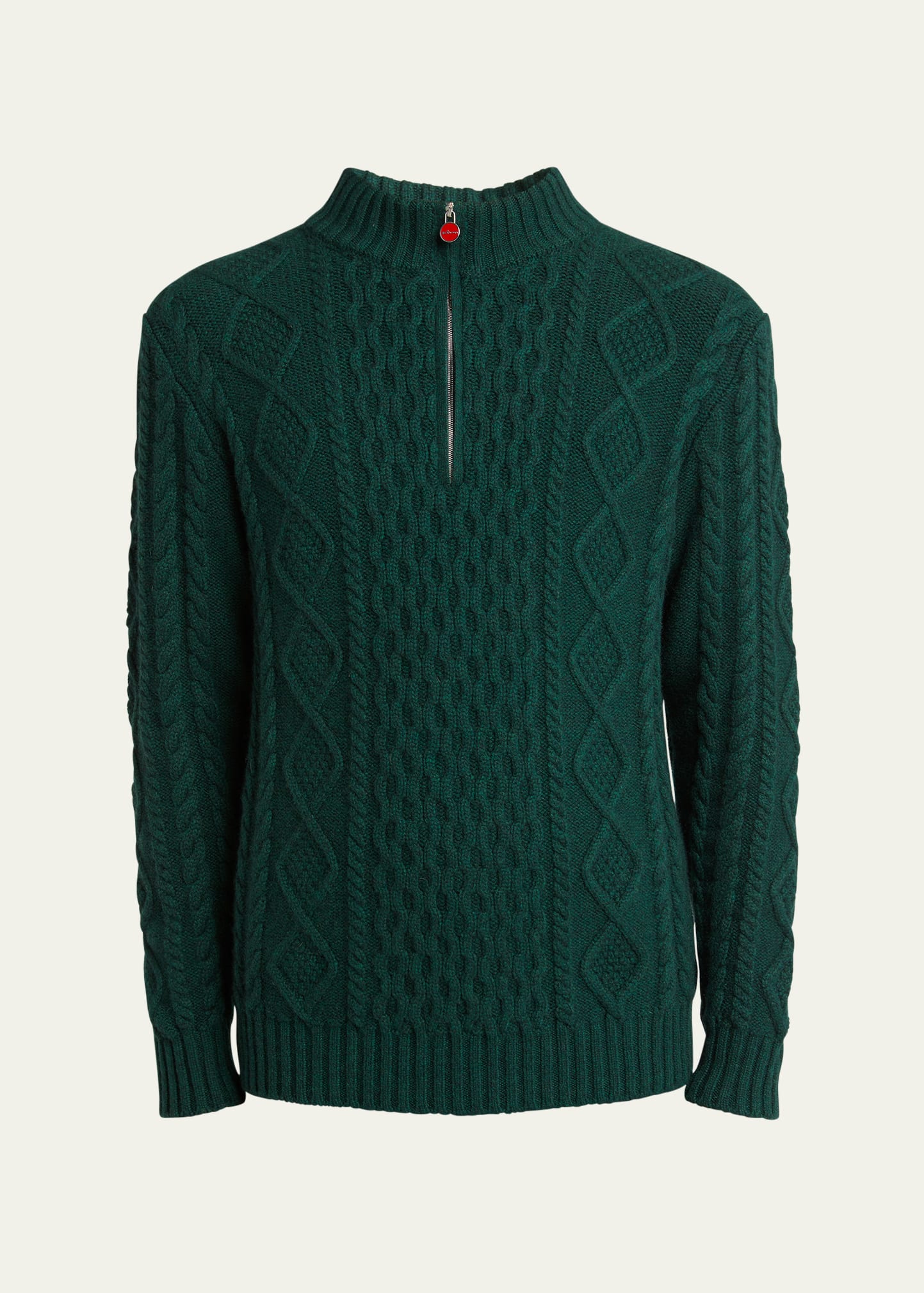 KITON MEN'S CASHMERE CABLE HALF-ZIP SWEATER 