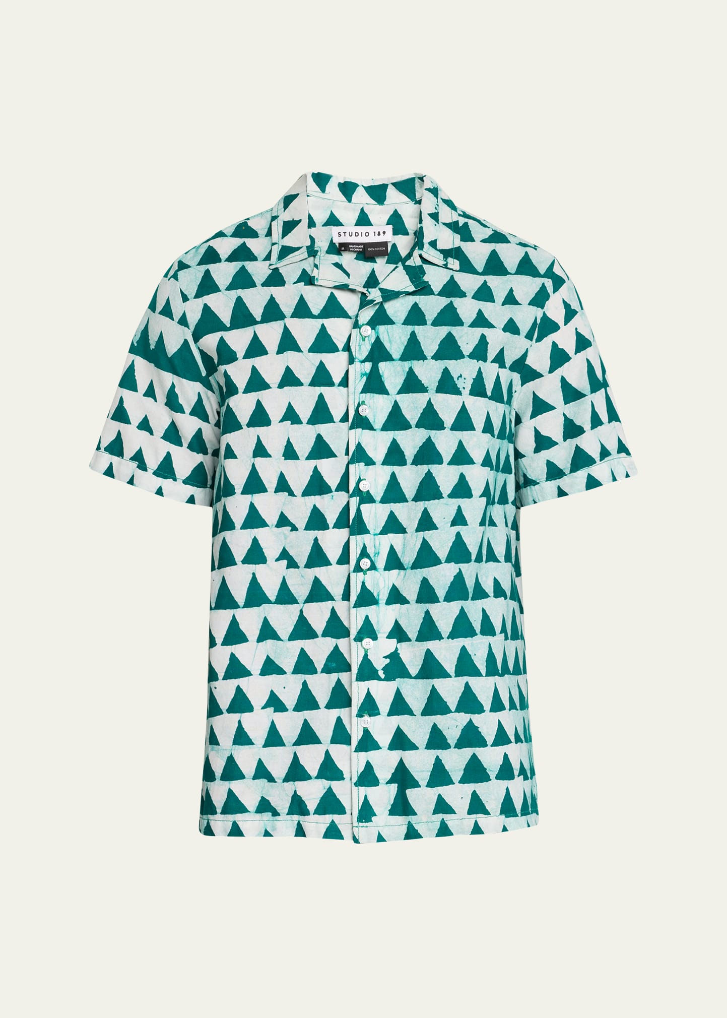 Shop Studio 189 Men's Alek Triangle Hand-batik Camp Shirt In Green