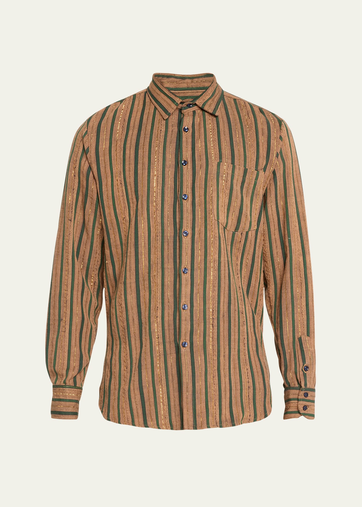 Shop Studio 189 Men's Kente Andy Striped Sport Shirt In Brown