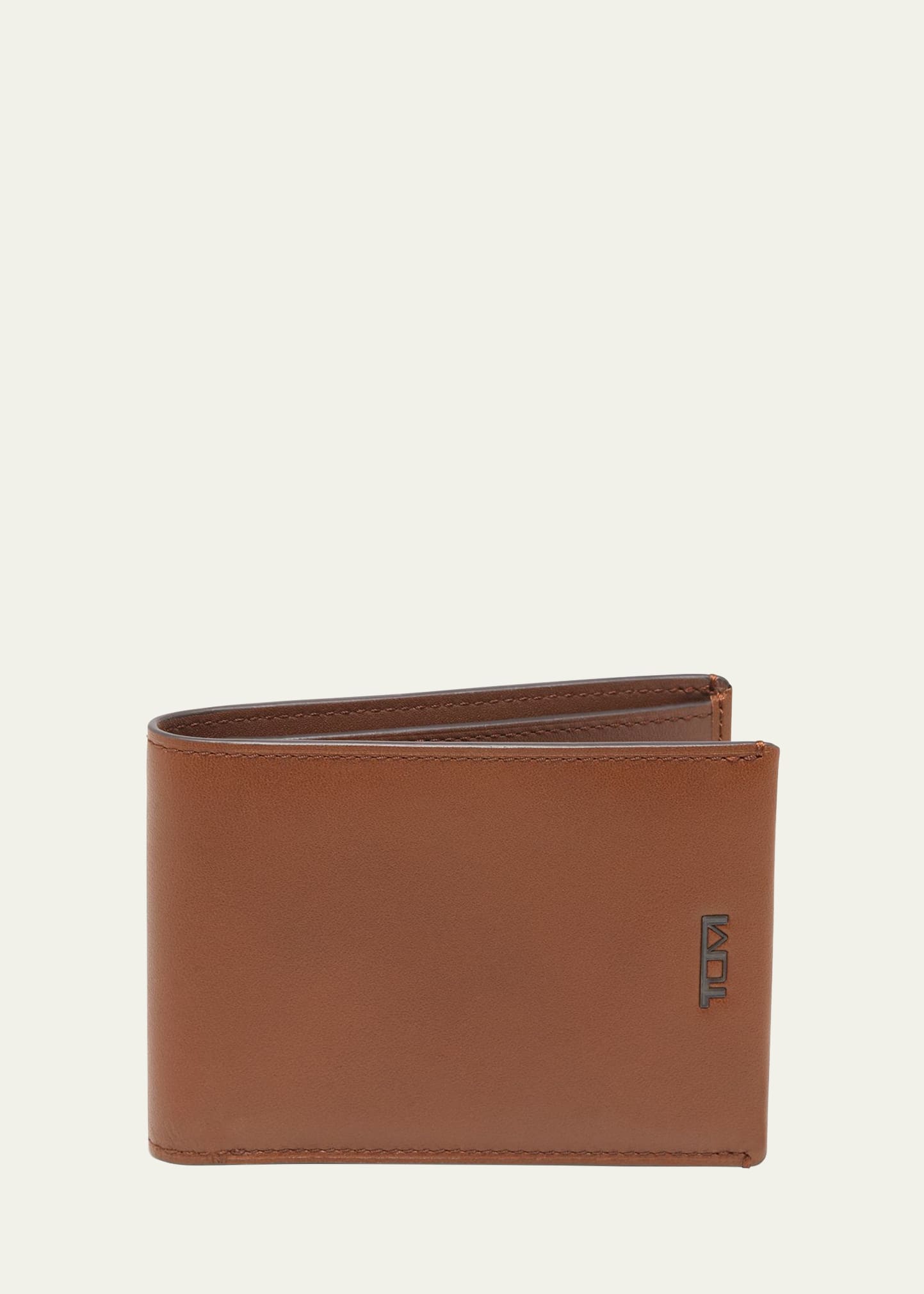Tumi Double Leather Billfold In Cognac