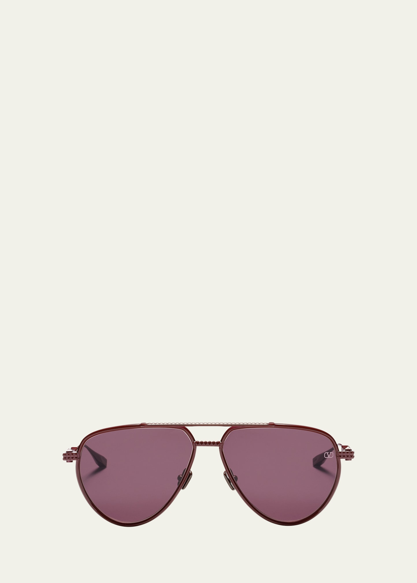 Shop Valentino V-stud Titanium Aviator Sunglasses In Bdx