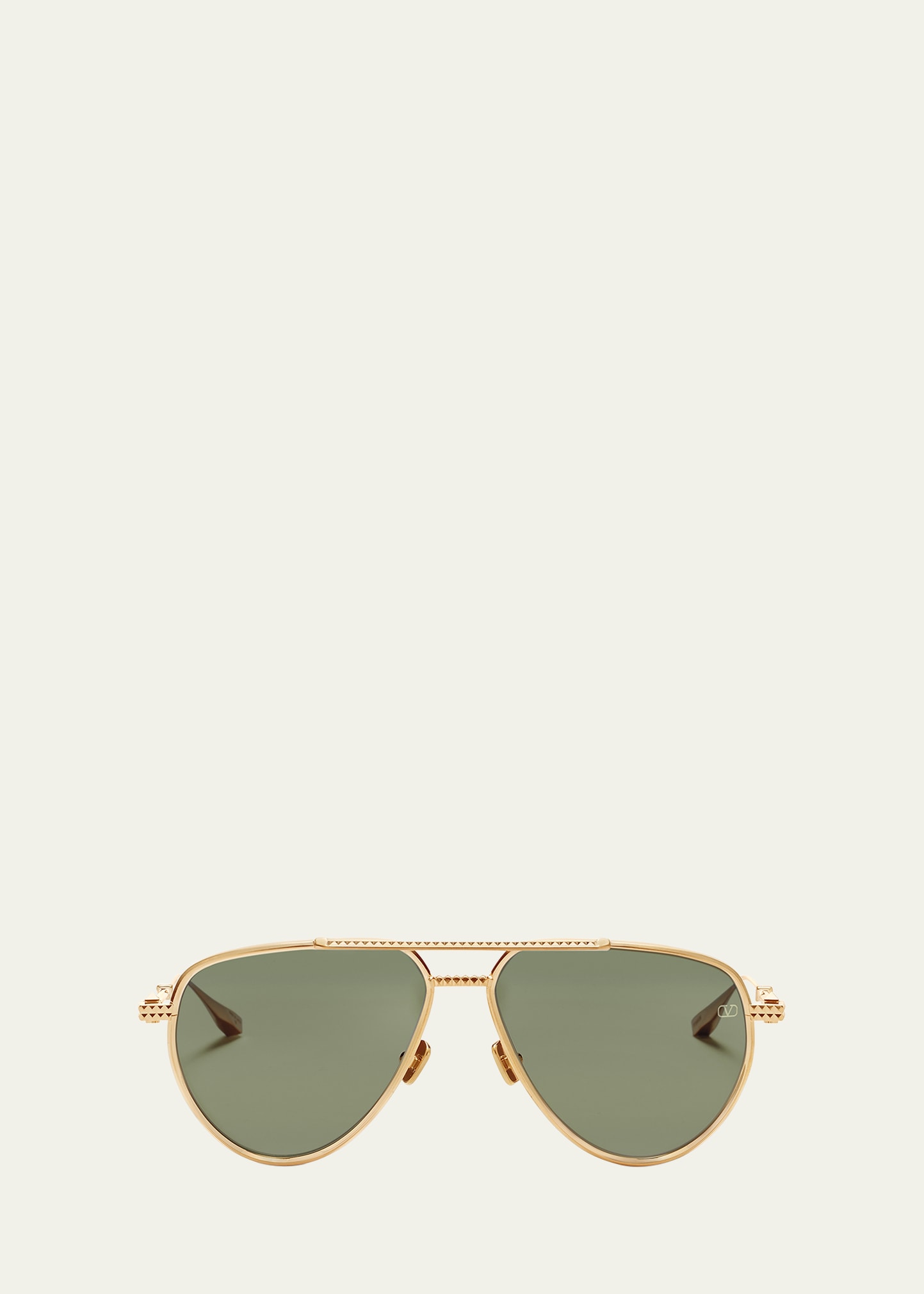 Valentino V-stud Titanium Aviator Sunglasses In Gold