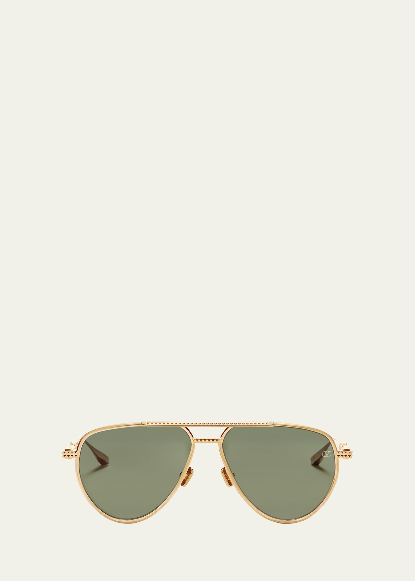 Valentino V-stud Titanium Aviator Sunglasses In Gld