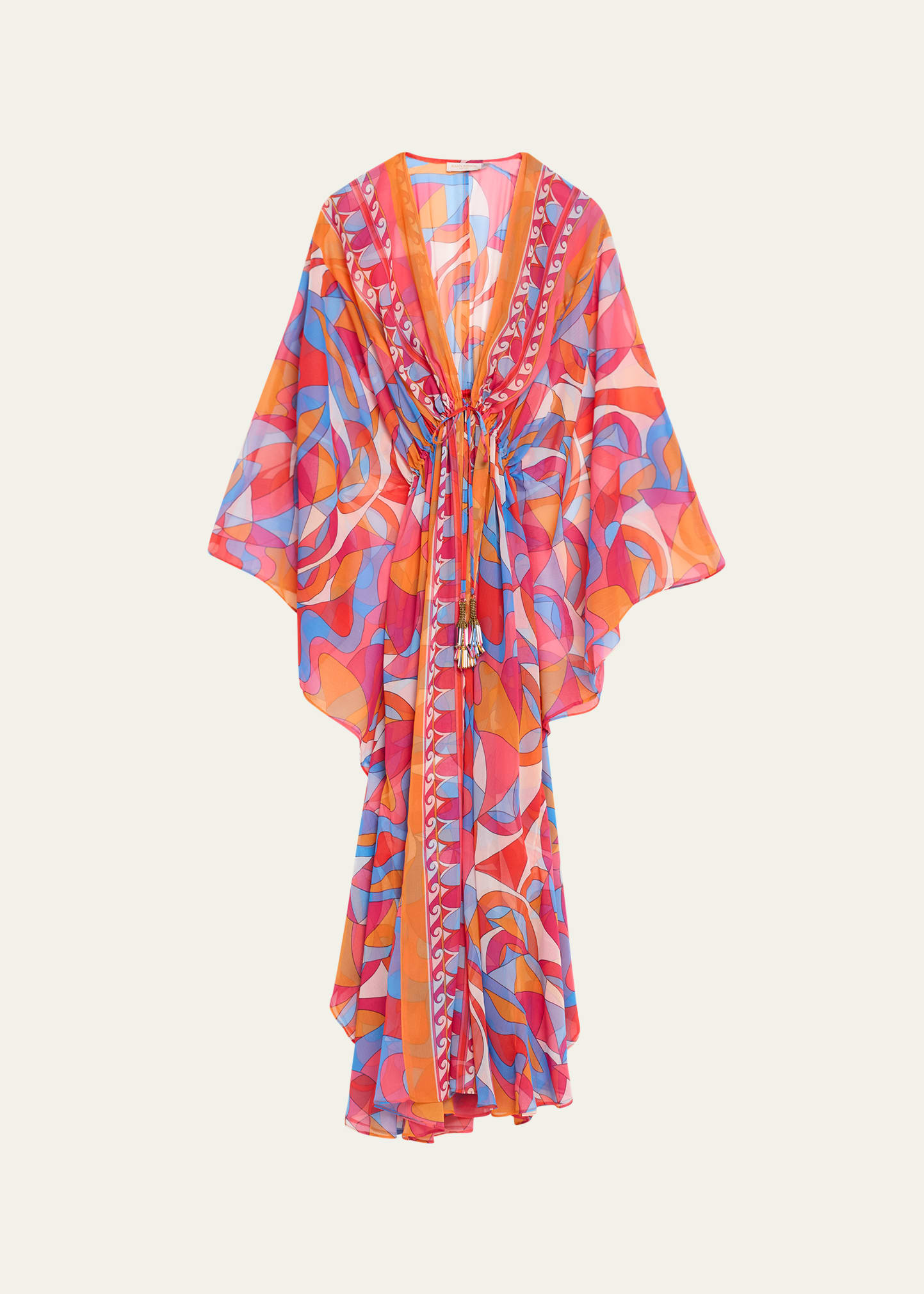 Shop Ramy Brook Phebe Semi-sheer Maxi Coverup In Apricot Multi