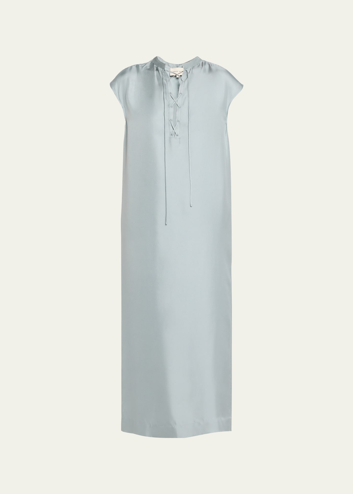 Demeter Laced-Neck Sleeveless Silk Maxi Dress