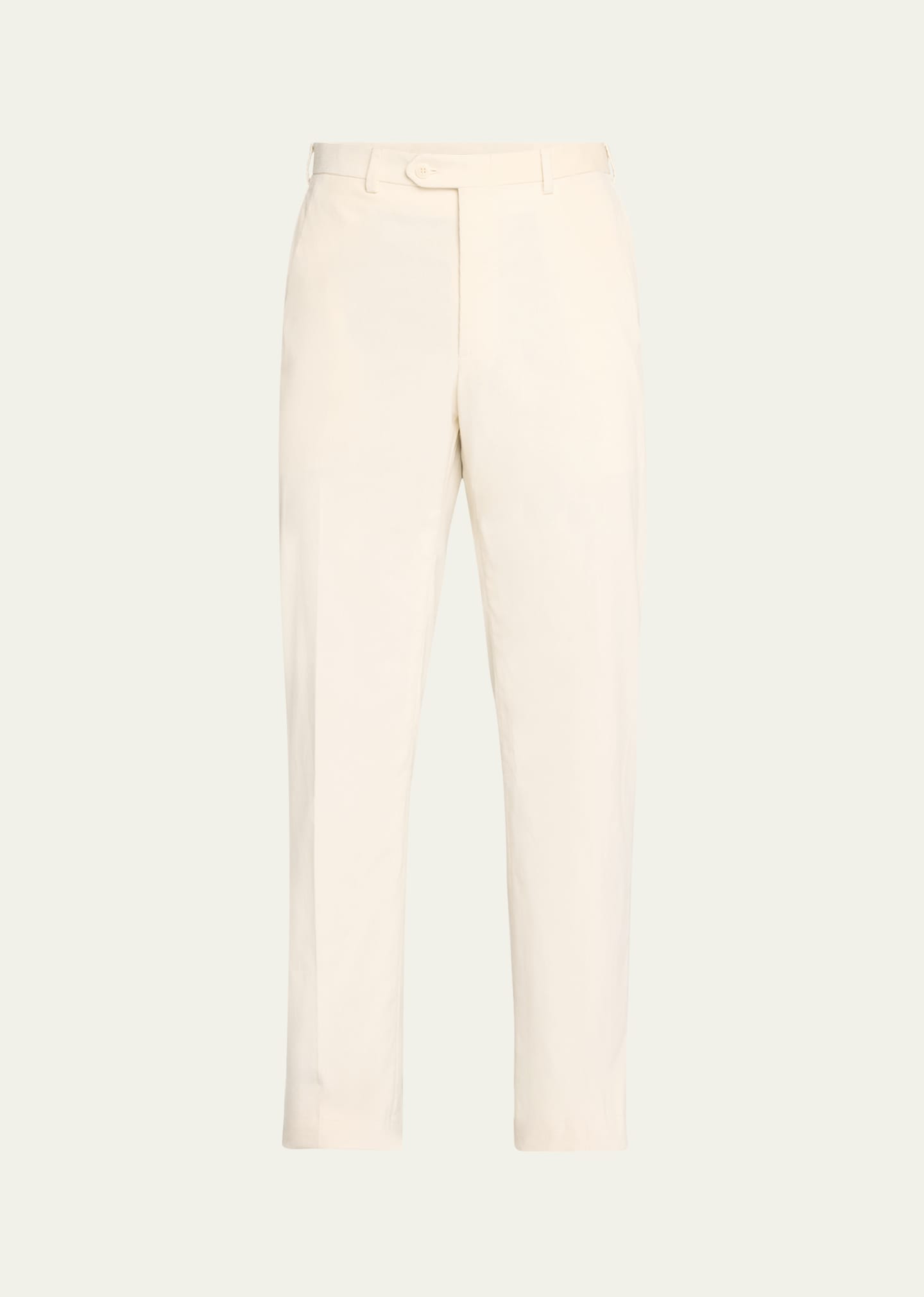 Shop Brioni Men's Micro-corduroy Flat Front Pants In Ivory