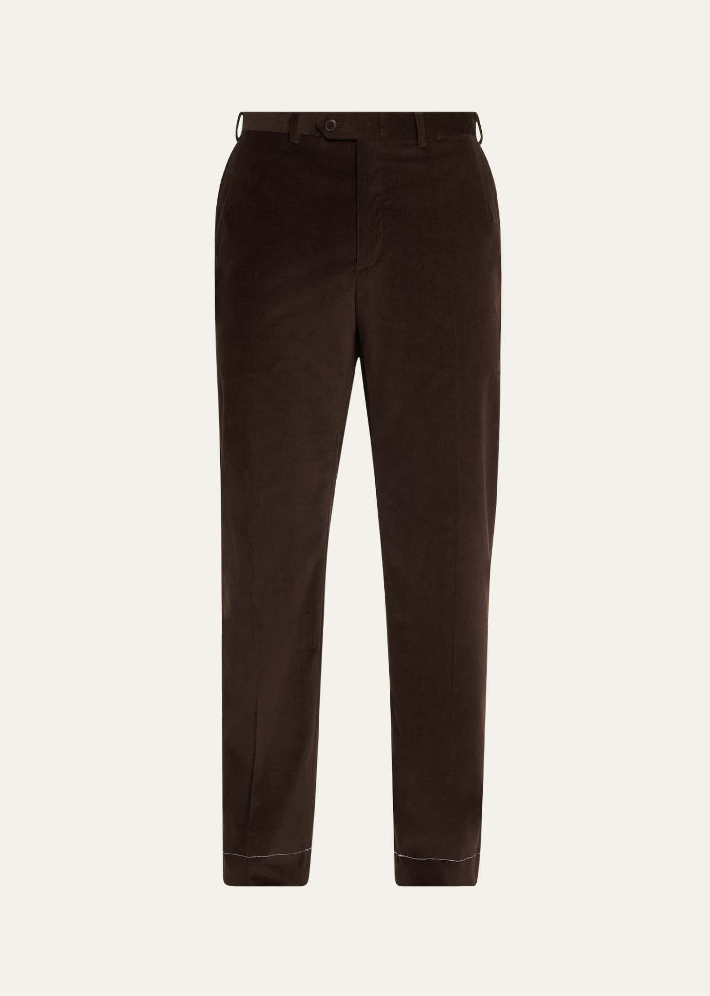 Brioni Men's Micro-corduroy Flat Front Pants In Brown