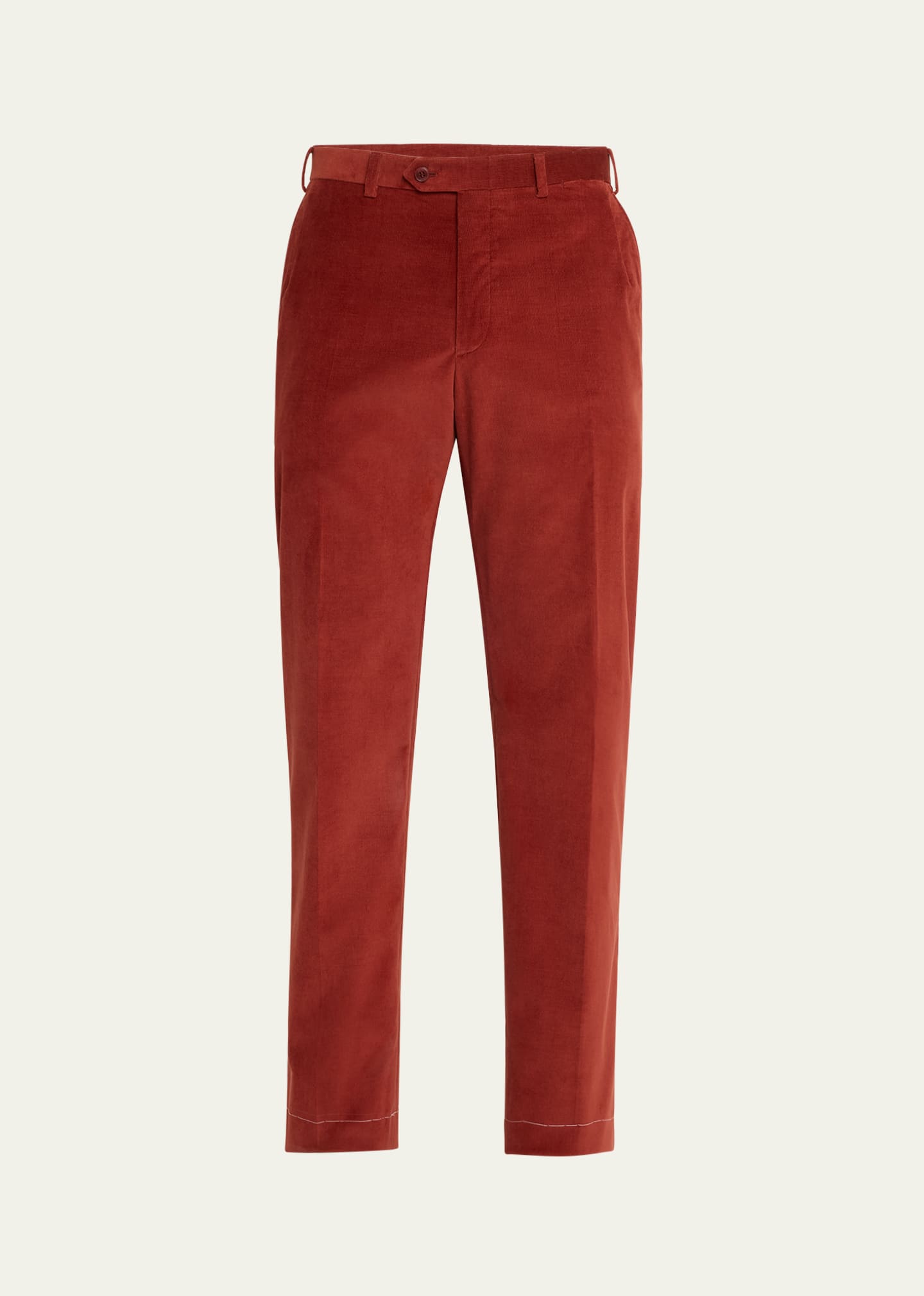Brioni Men's Micro-corduroy Flat Front Pants In Red