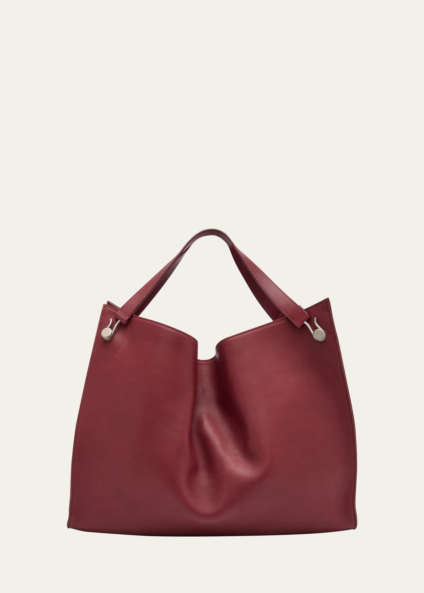 The Row Alexia Tote Bag In Saddle Leather In Burgundy