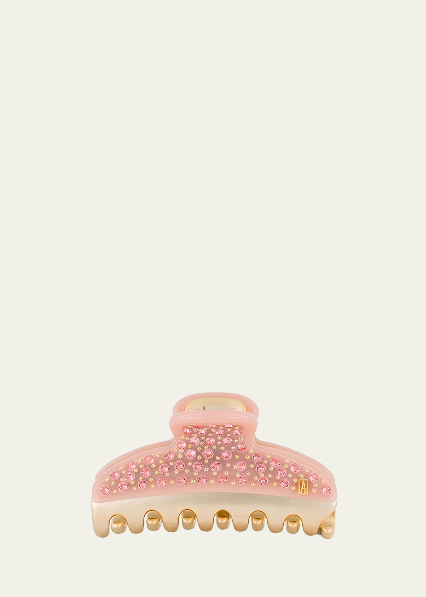 Shop Alexandre De Paris Pink Crystal Acetate Claw Clip In Opalesc Saumon