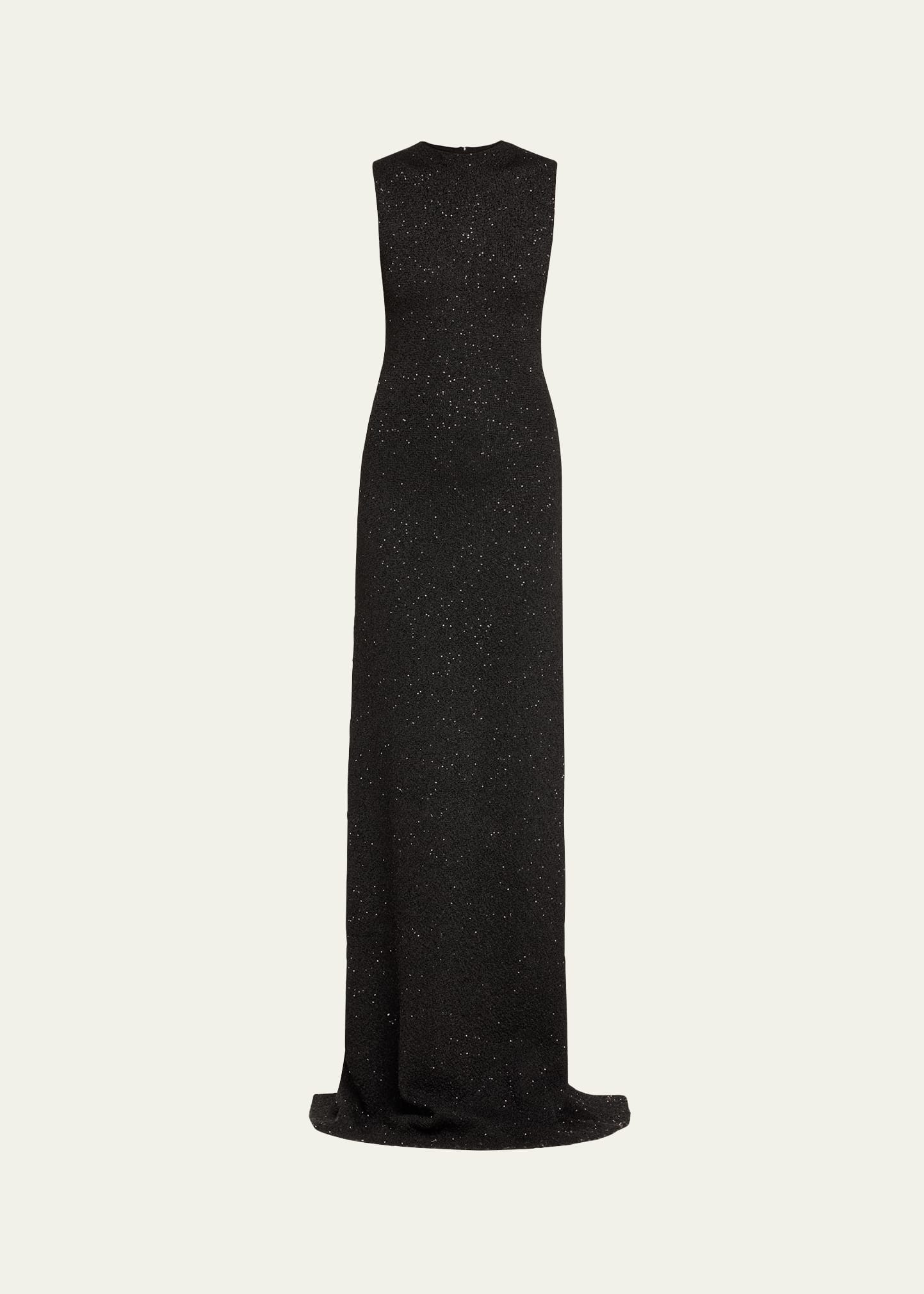 Lela Rose Sequin Embellished Column Gown In Black