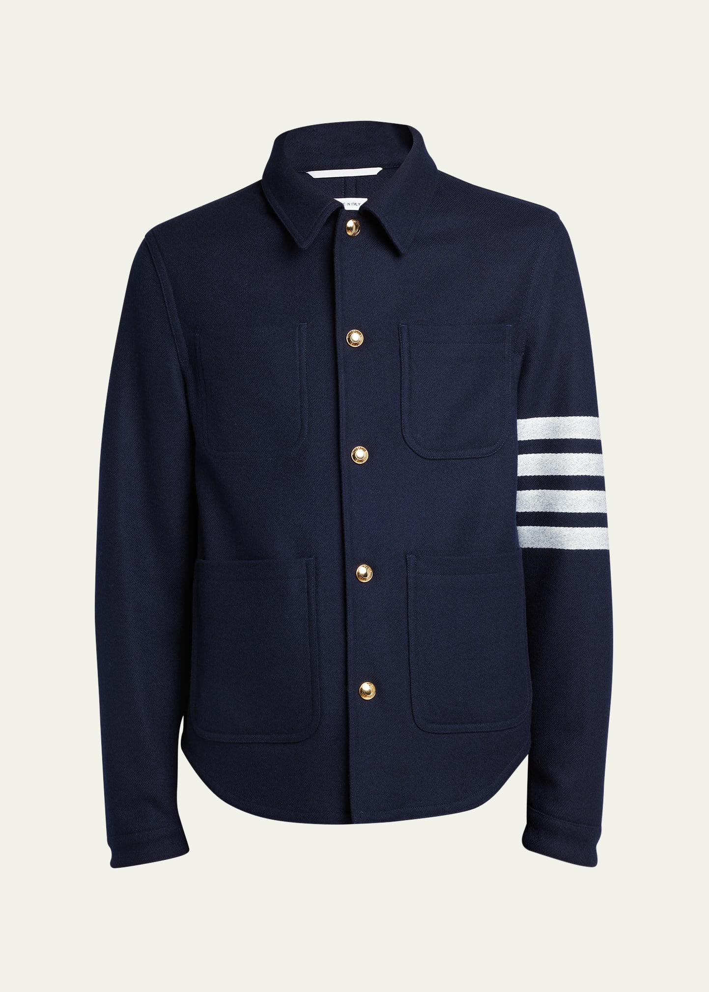 THOM BROWNE MEN'S UTILITY PATCH WOOL CHORE JACKET 