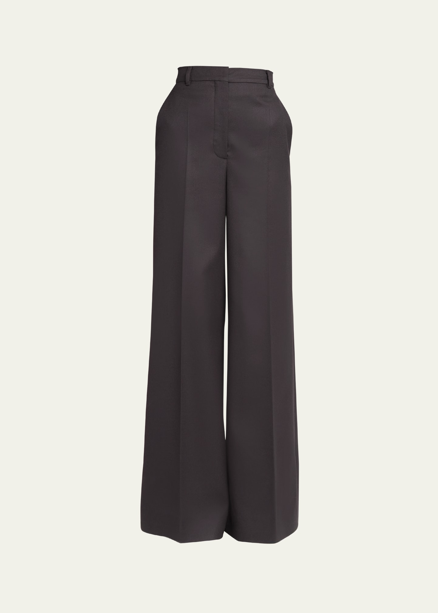 Shop Stella Mccartney Wide Leg Flared Wool Trousers In 2011 Dark Chocol