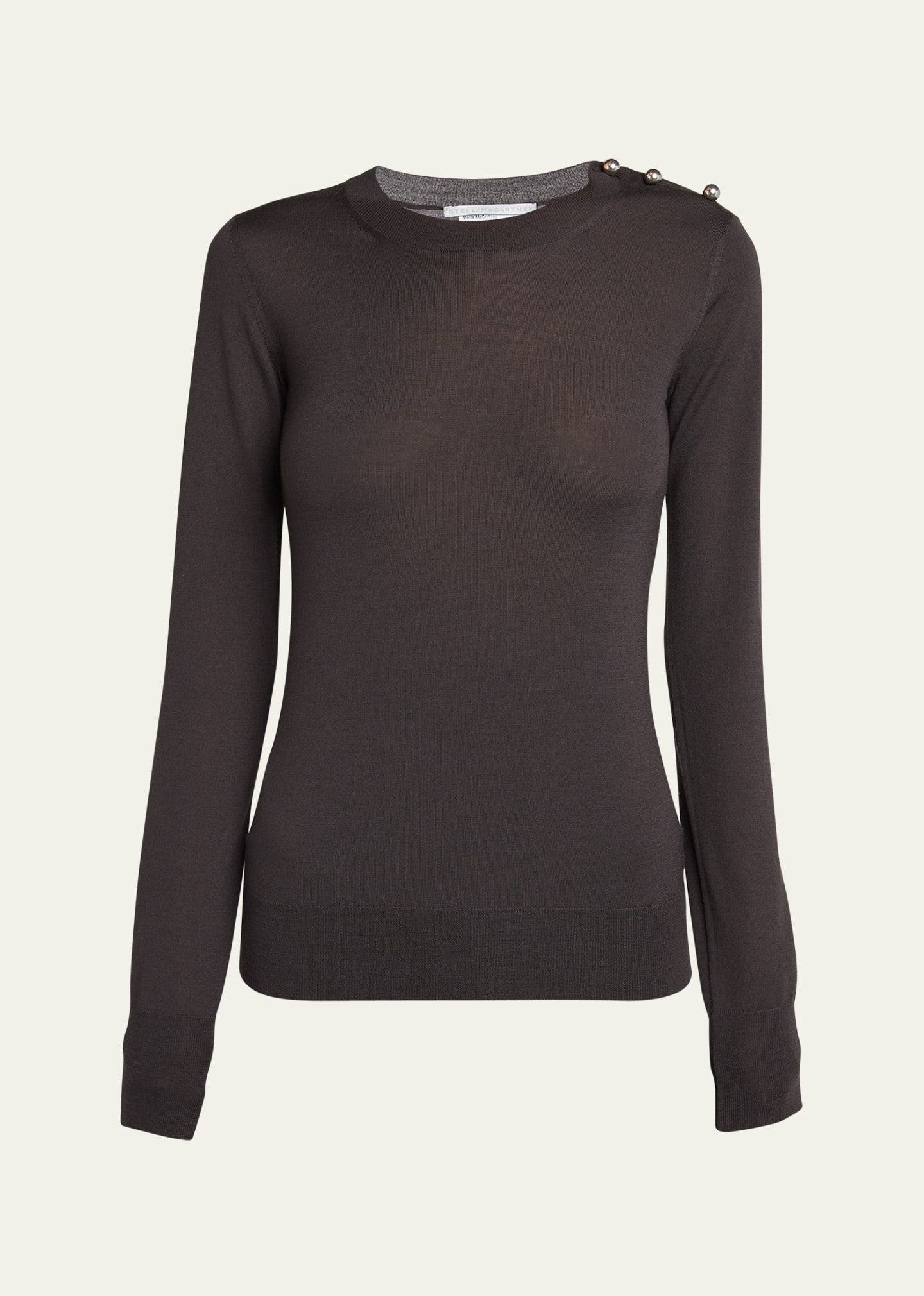 Shop Stella Mccartney Button Shoulder Wool Sweater In 2012 Chocolate B
