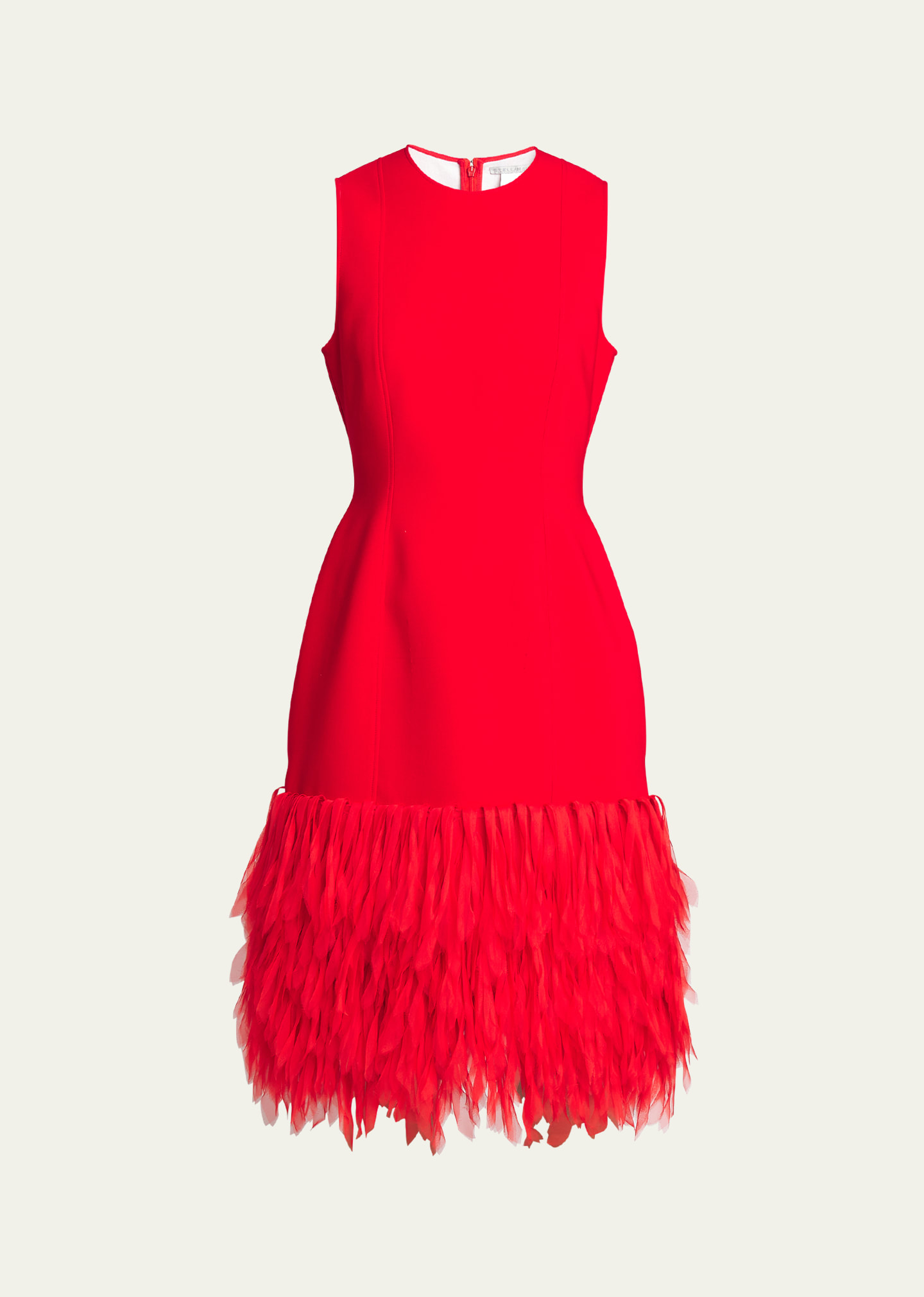 Shop Stella Mccartney Structured Feather Hem Midi Dress In 6527 Lipstick Re