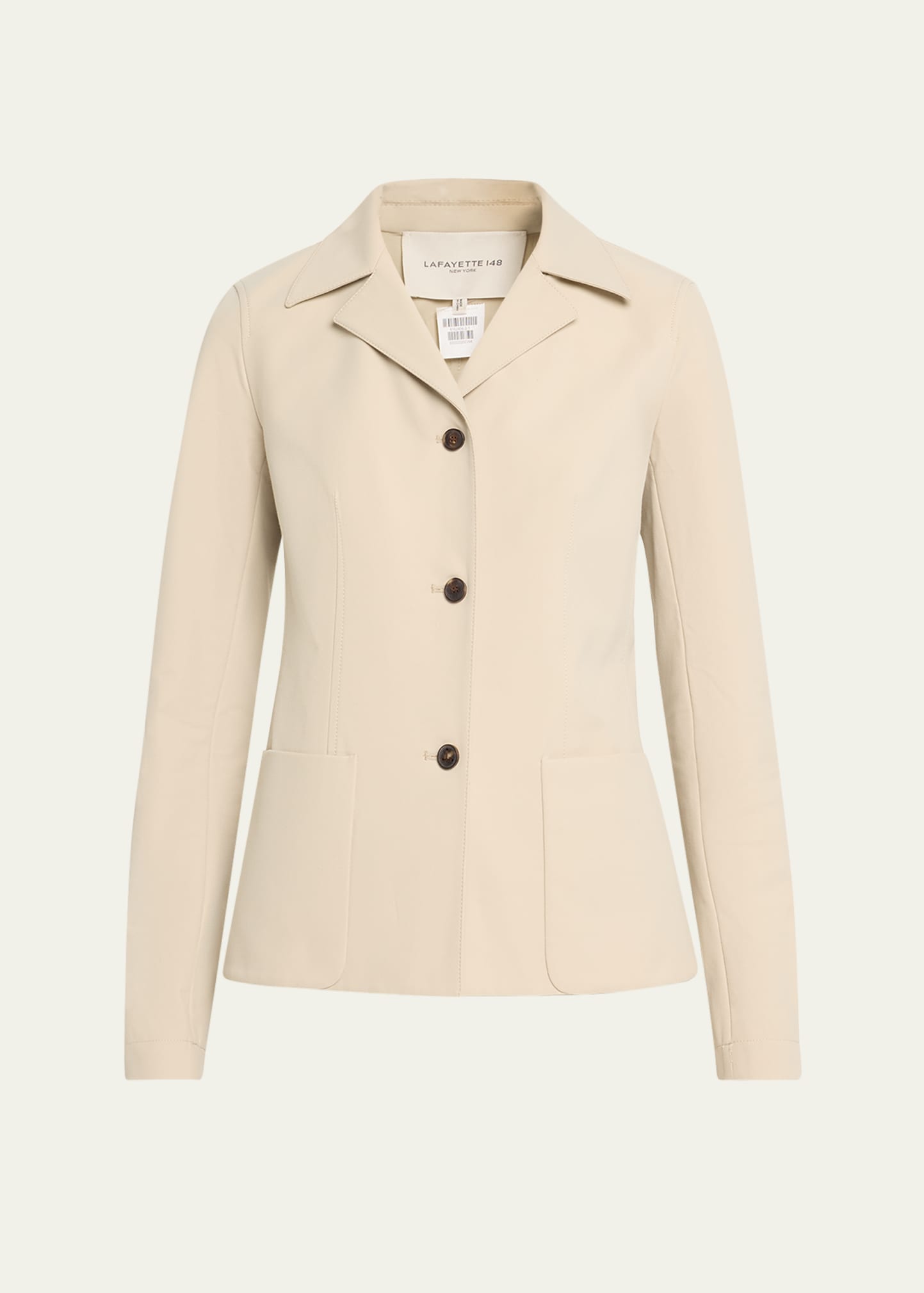 Lafayette 148 Notched-lapel Techno Stretch Twill Jacket In Khaki