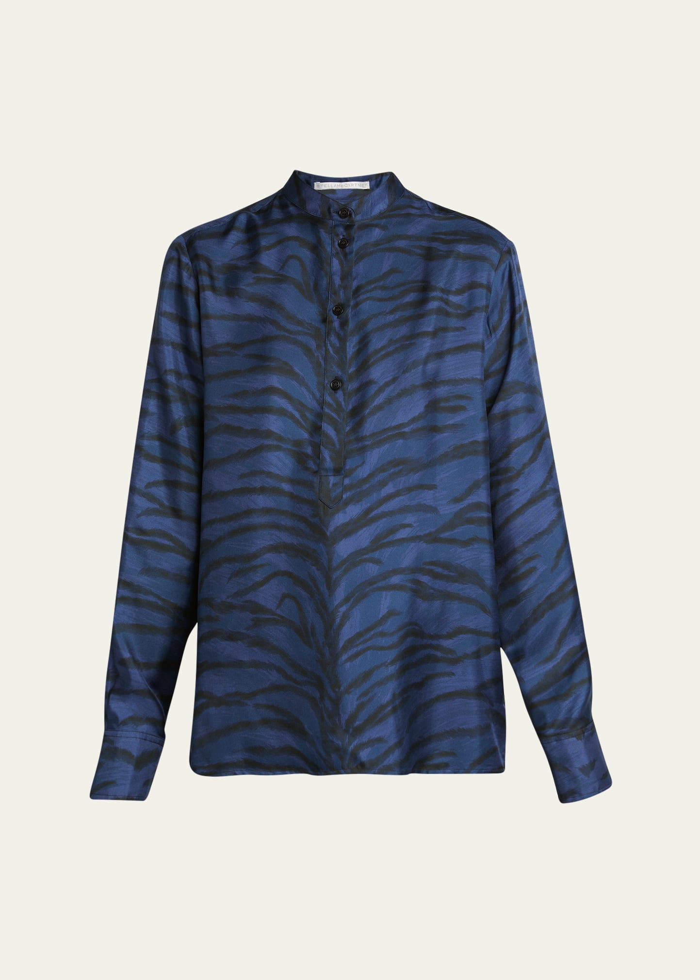 Stella Mccartney Button-down Tiger Print Blouse In Blue