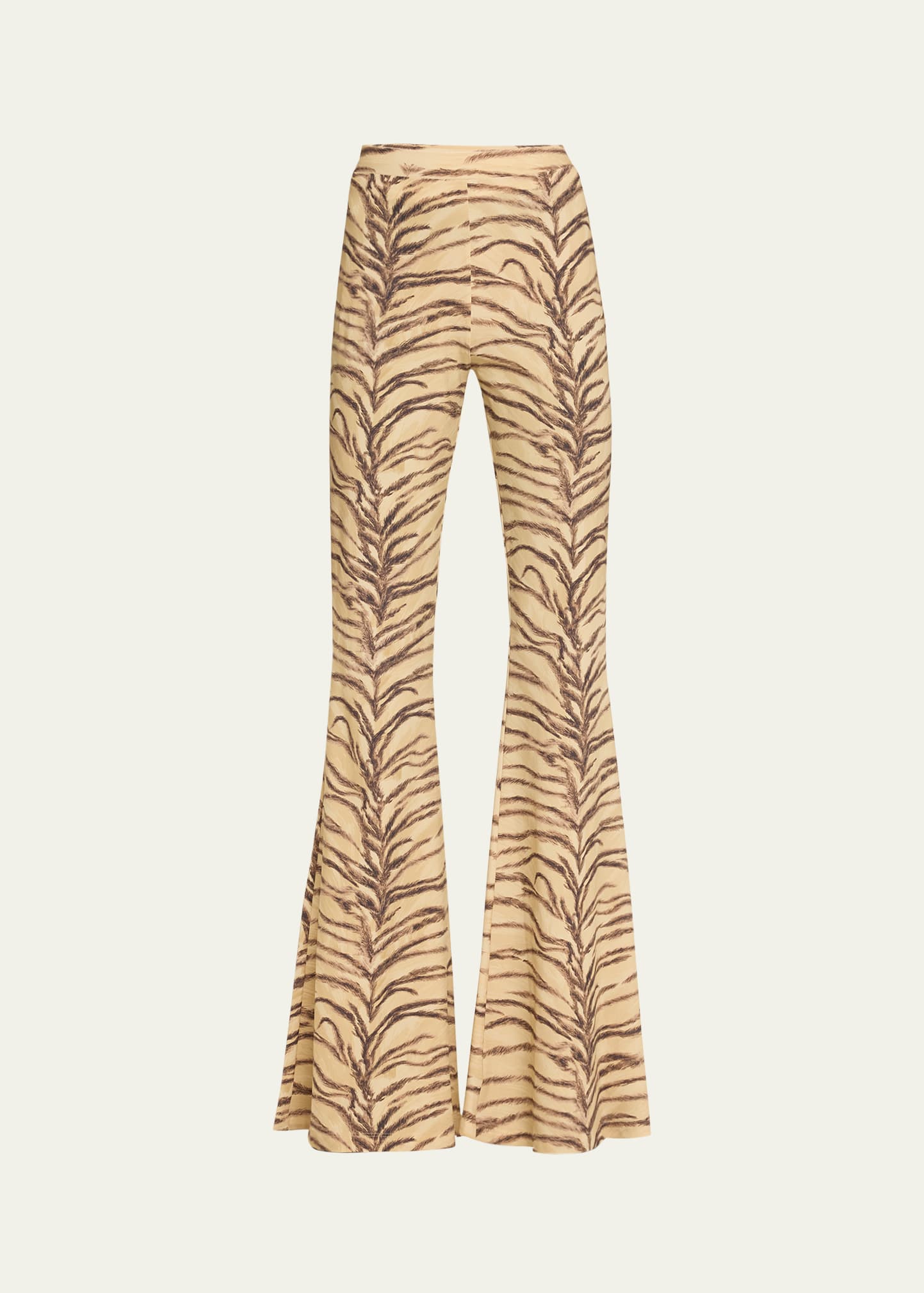 Stella Mccartney Tiger Print High-rise Flared Pants In Natural