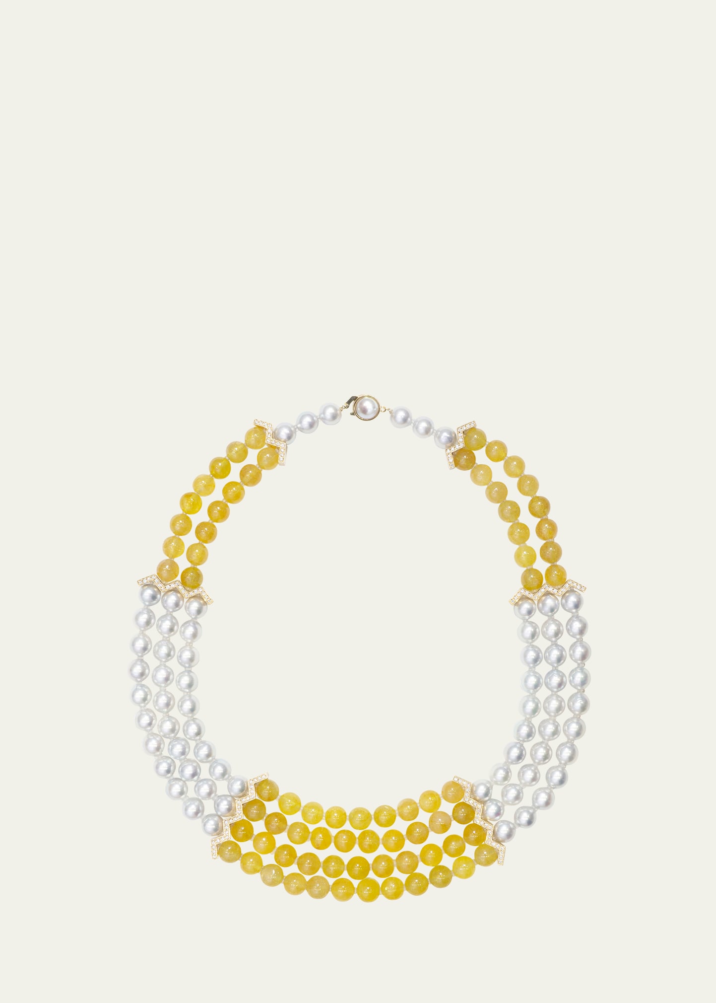 Yutai 18k Yellow Gold Modular Necklace With Yellow Sapphires And Cultured Akoya Pearls