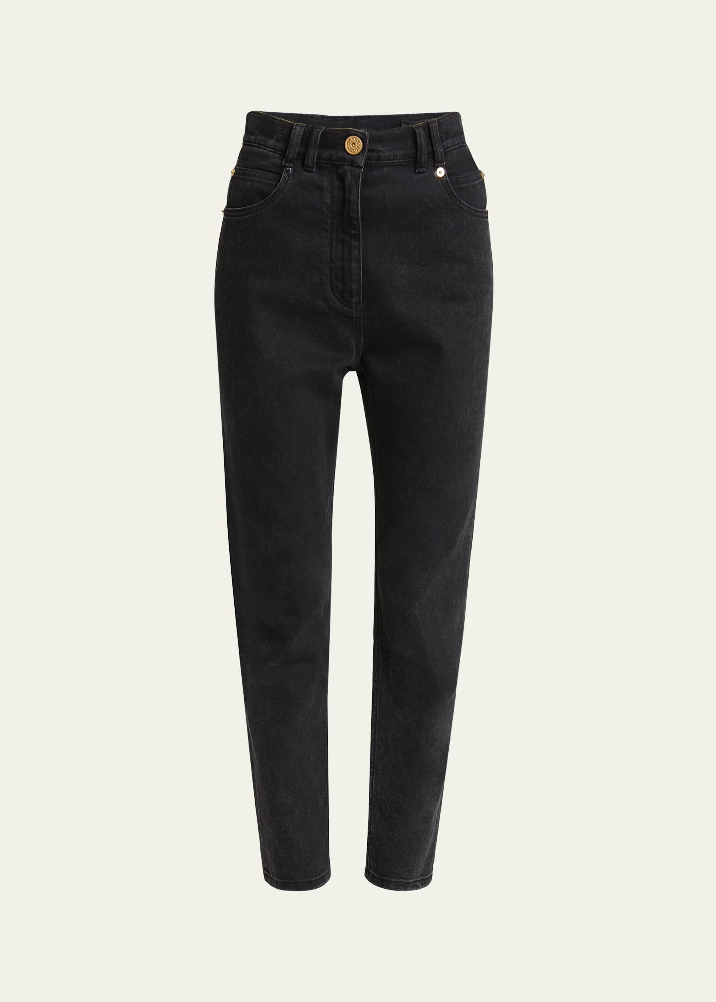 Shop Balmain High-rise Slim-fit Jeans In Washed Black
