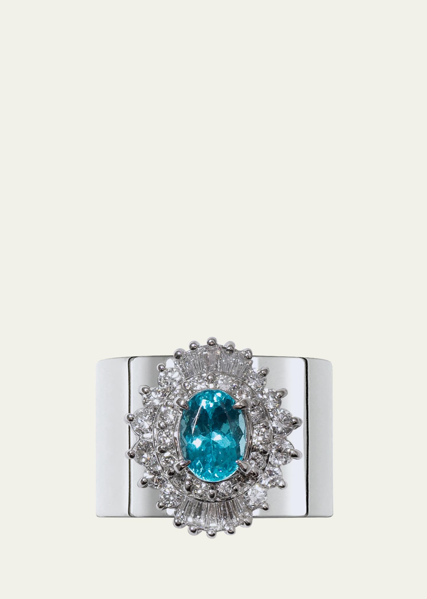 Yutai Platinum Revive Ring With Apatite And Diamonds In Blue Apatite