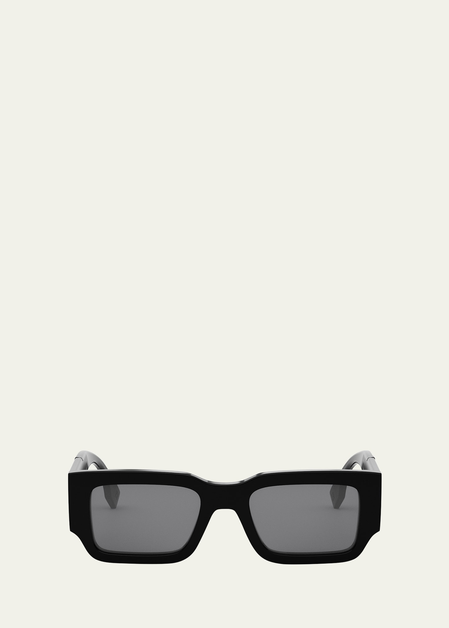 Fendi Logo Sunglasses In Shiny Black Smoke