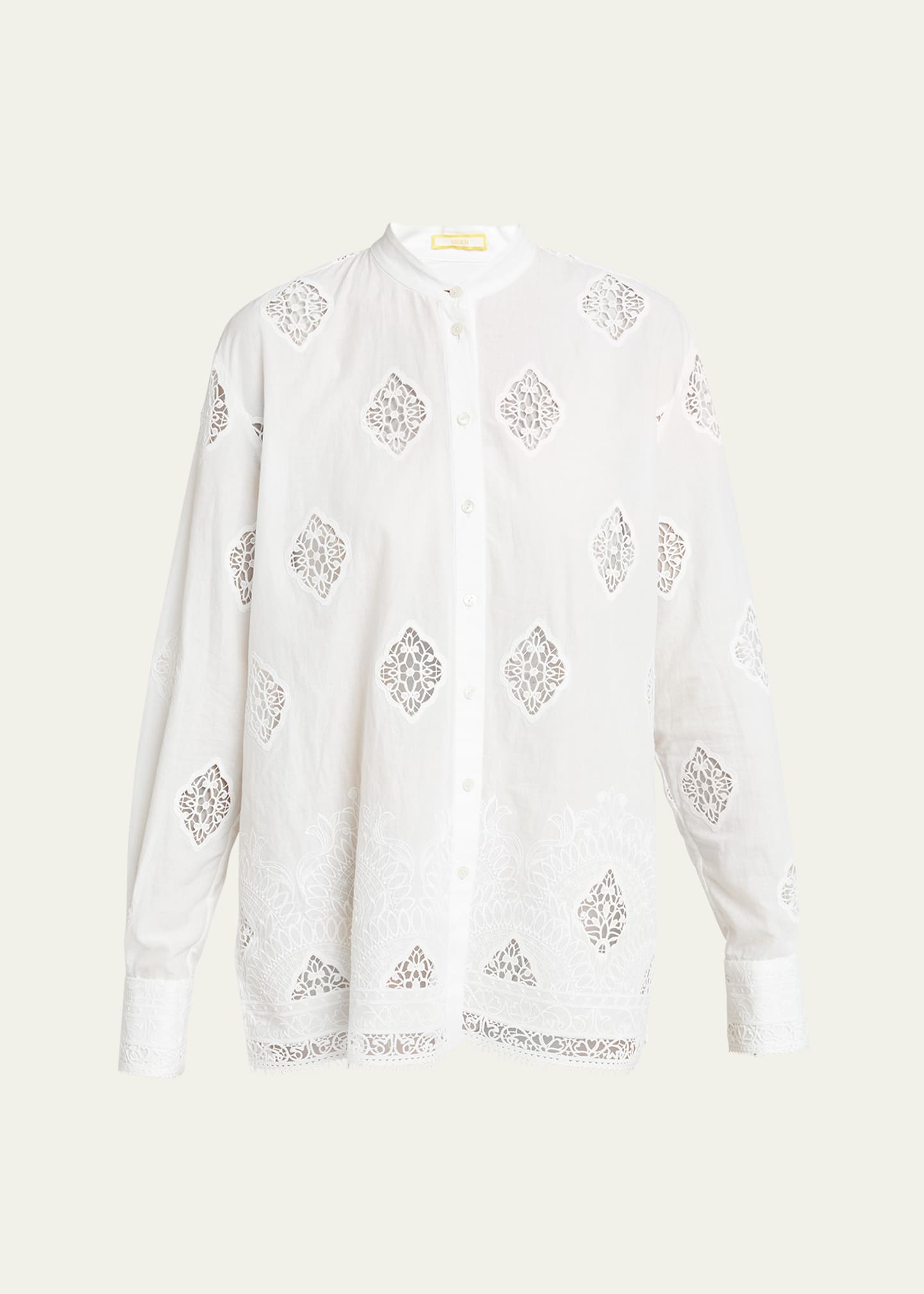 Shop Erdem Lace-embroidered Long-sleeve Open-back Shirt In White