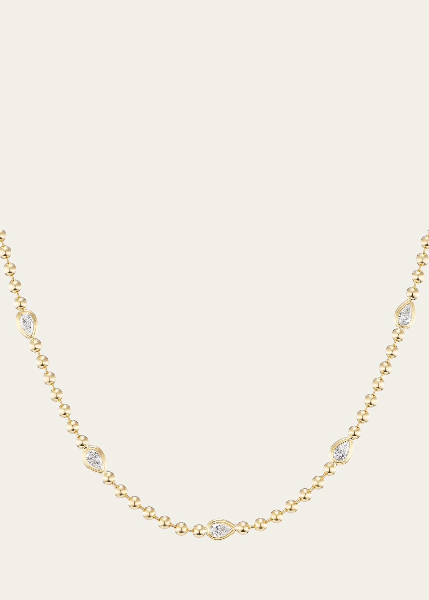 Double Bubble Bezel Diamond Pear 18K Gold Necklace, 16"
