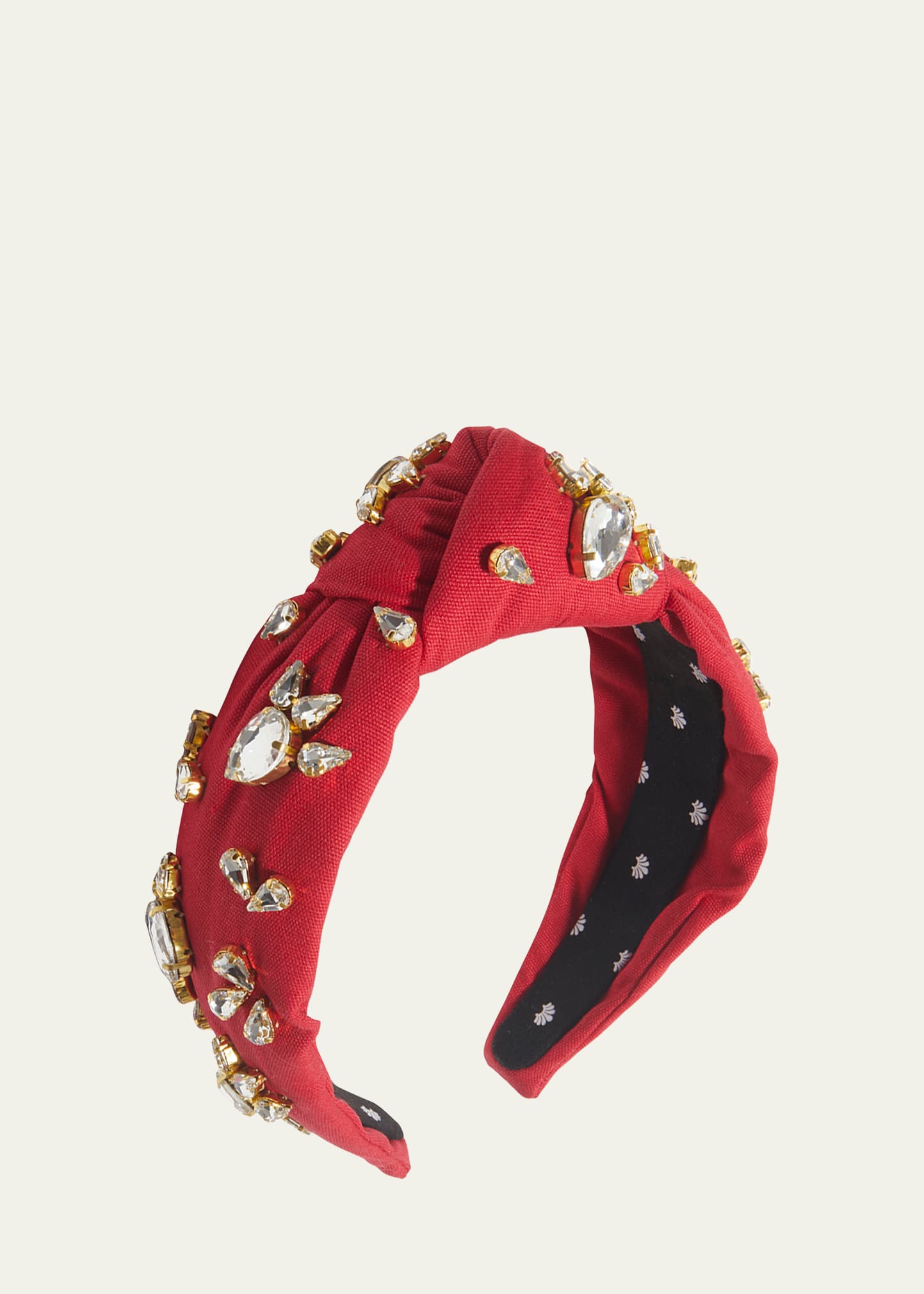 Shop Lele Sadoughi Embellished Knotted Headband In Radish Red