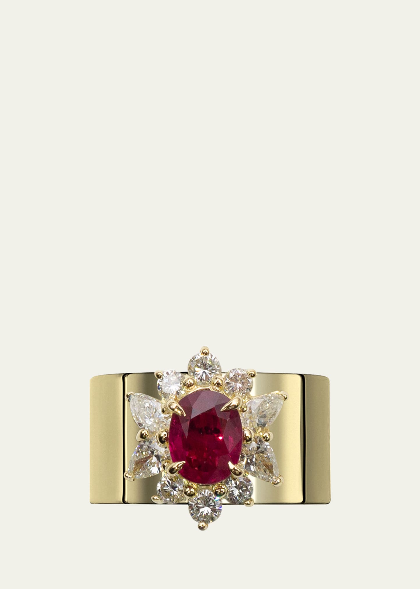 Yutai 18k Yellow Gold Revive Ring With Ruby And Diamonds In Gray