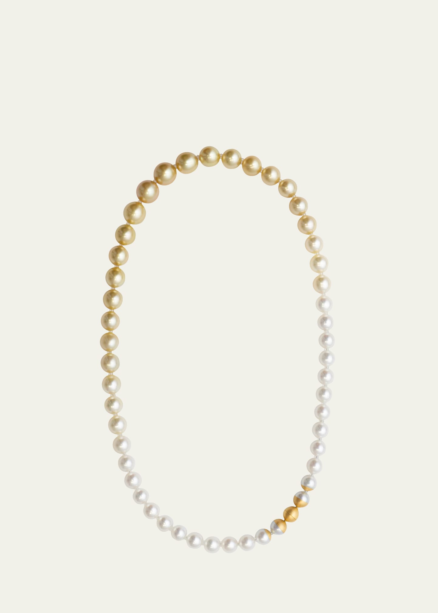 18K Yellow Gold Sectional Pearl Necklace with Golden Pearls, 18"L