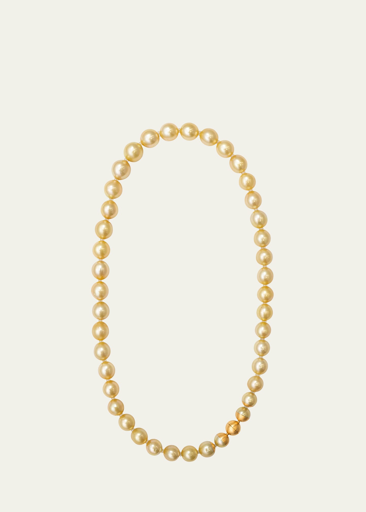 18K Yellow Gold Sectional Pearl Necklace with Golden Pearls, 17"L