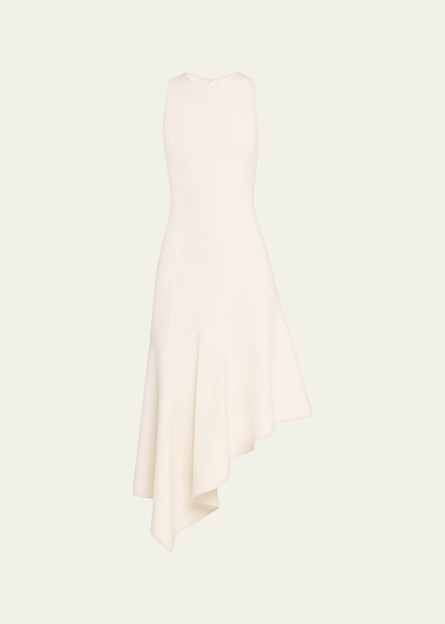 Barathea Asymmetric Wool Midi Dress