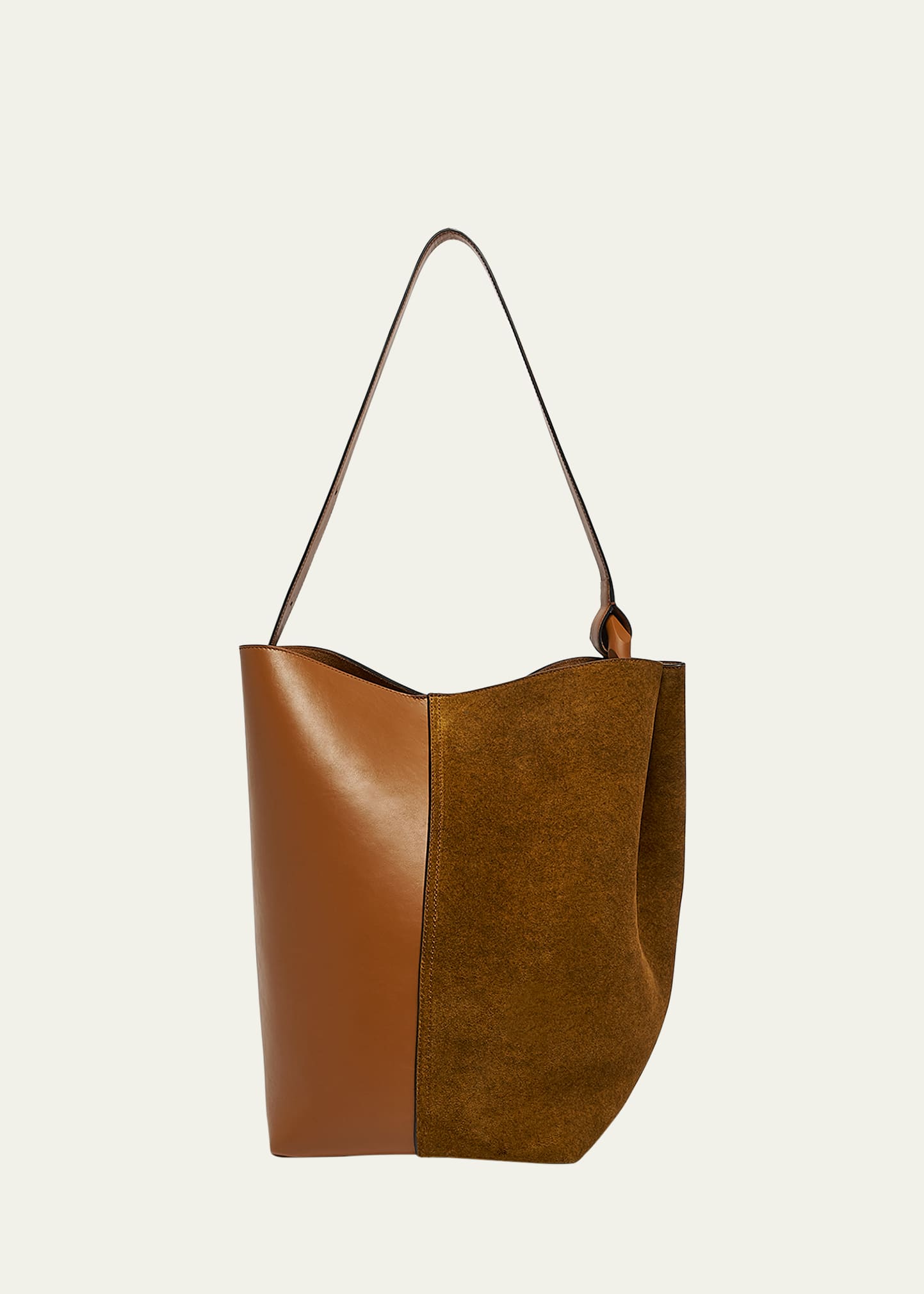 Corner Large Suede & Leather Bucket Bag