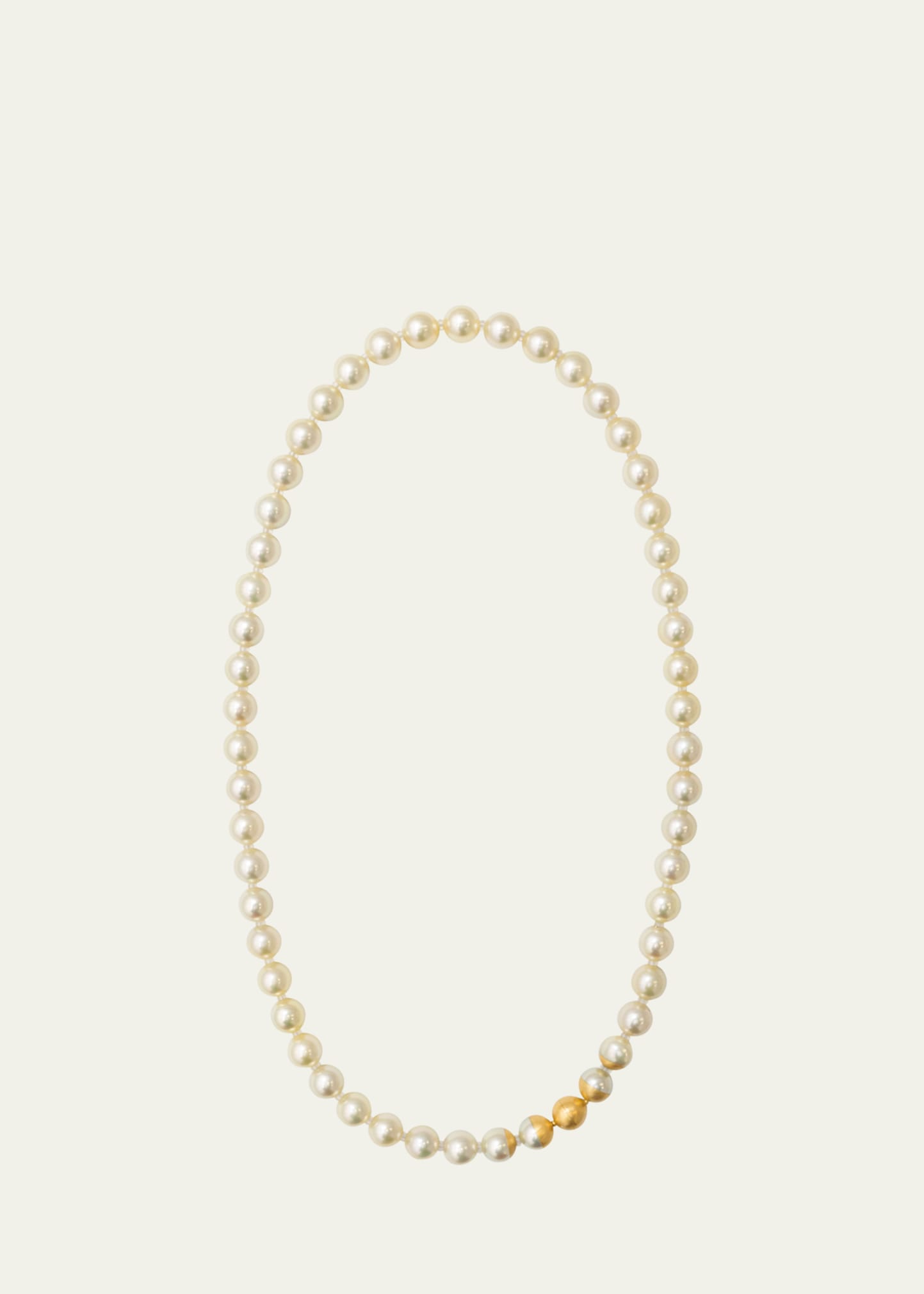 Yutai 18k Yellow Gold Sectional Pearl Necklace With Cultured Cream Akoya Pearls