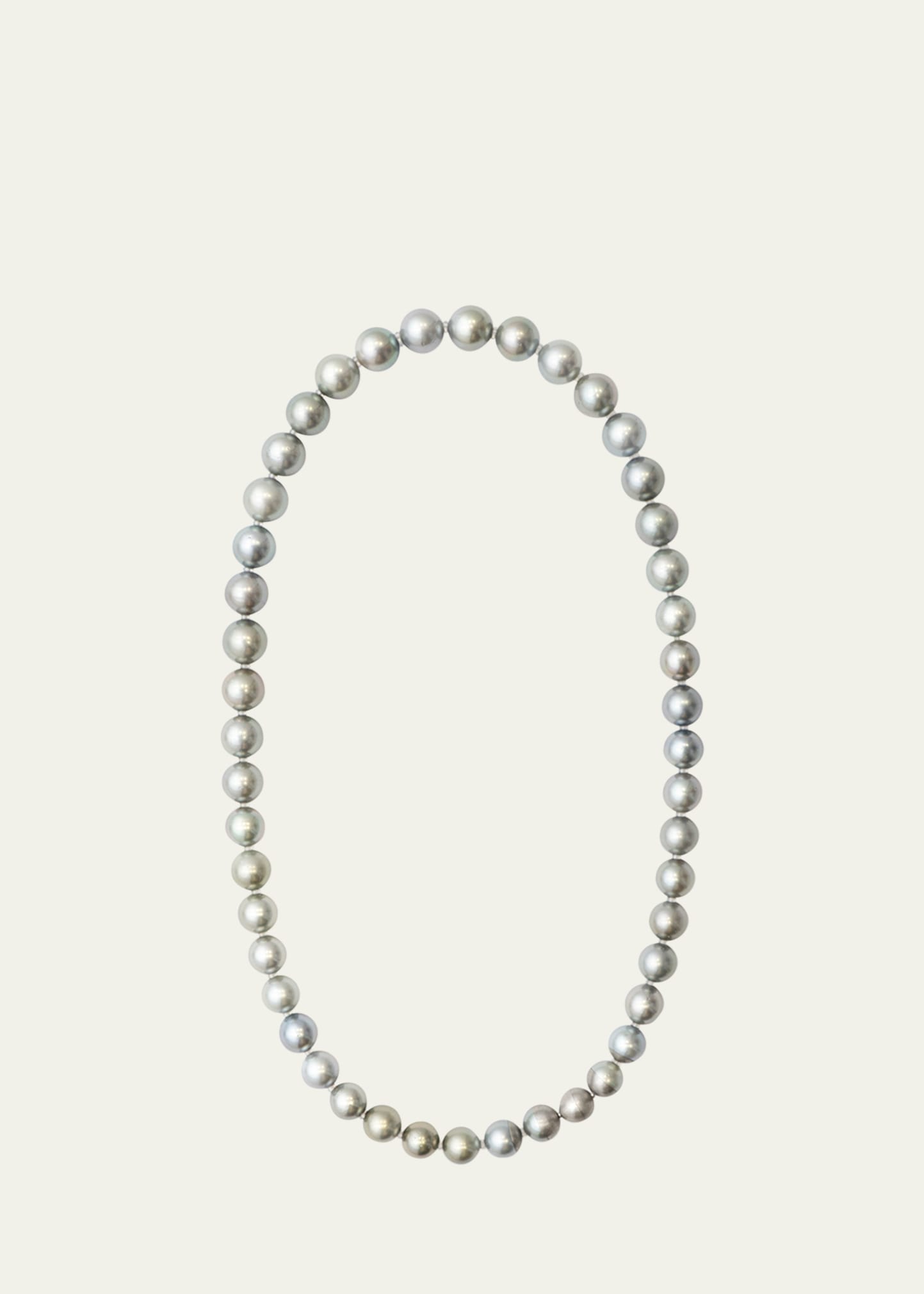 Platinum Sectional Pearl Necklace with Cultured Black Pearls