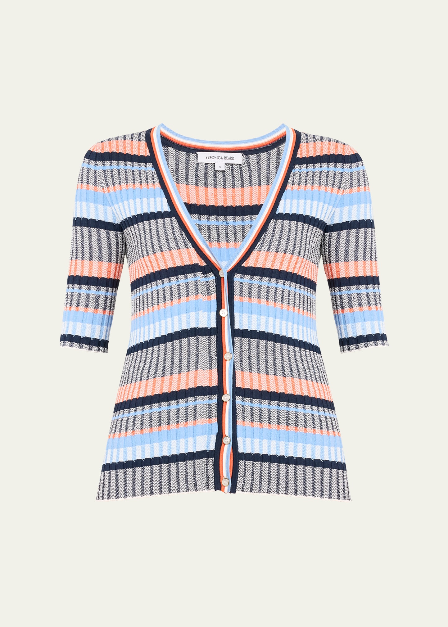 Shop Veronica Beard Calliope Stripe Cardigan In Blue Multi