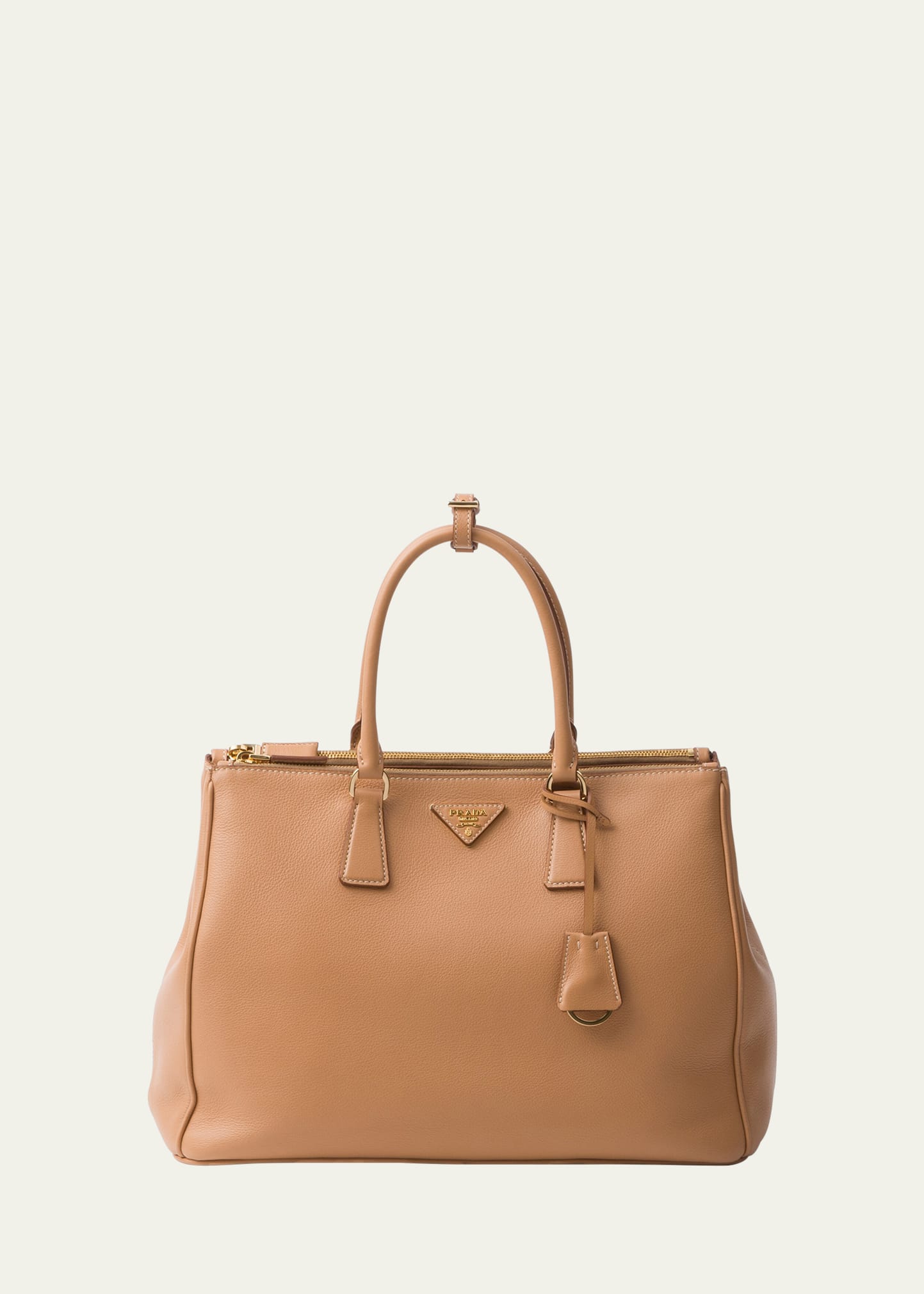 Shop Prada Galleria Large Grain Leather Top-handle Bag In F0018 Naturale